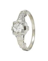 Retro Diamond 18 Karat White Gold Orange Blossom Vintage Engagement Ring