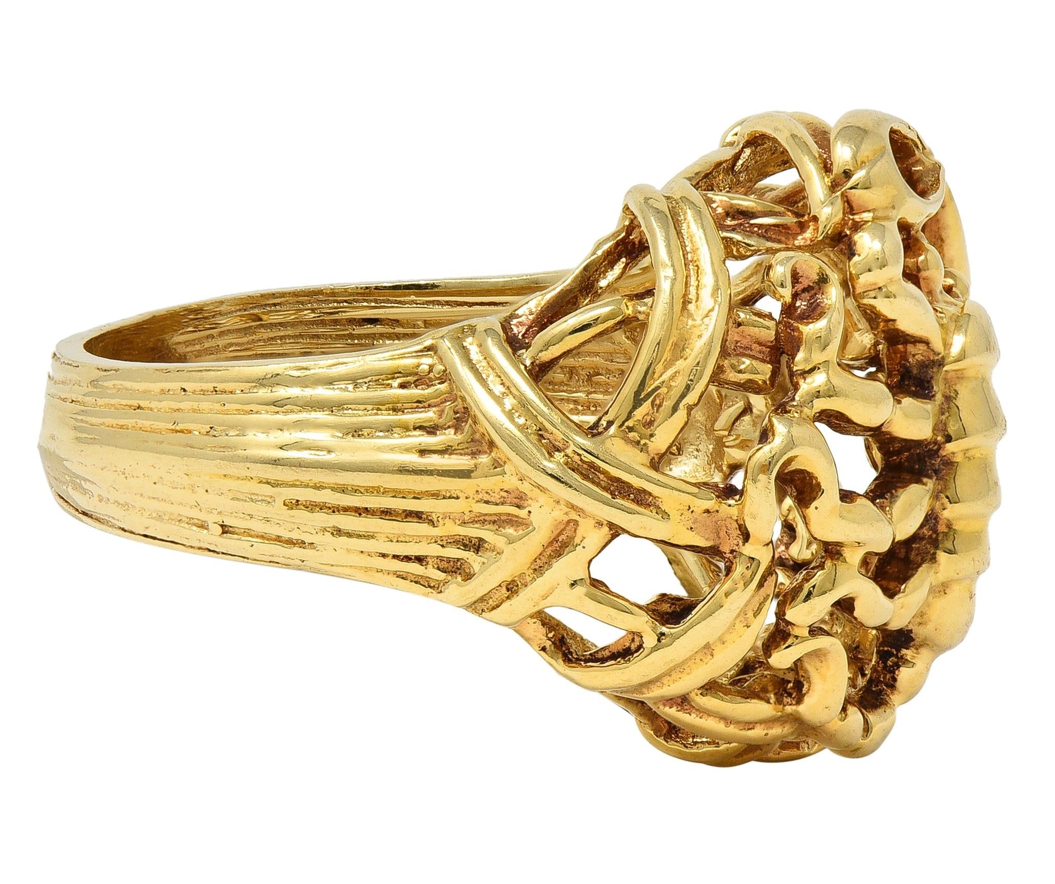 1970's 14 Karat Yellow Gold Vintage Scorpio Zodiac Dome Ring