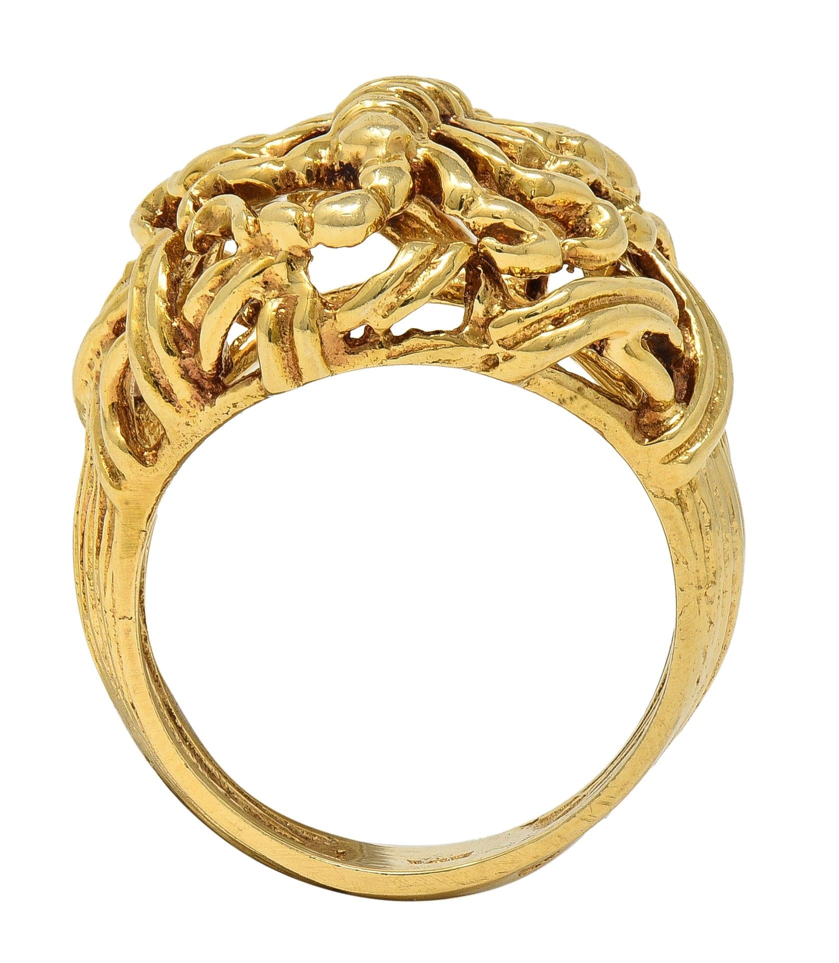 1970's 14 Karat Yellow Gold Vintage Scorpio Zodiac Dome Ring