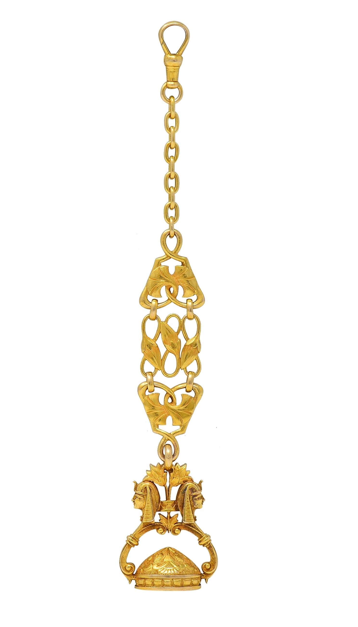 Carter Gough & Co. Egyptian Revival Art Nouveau 14K Gold Antique Fob Pendant