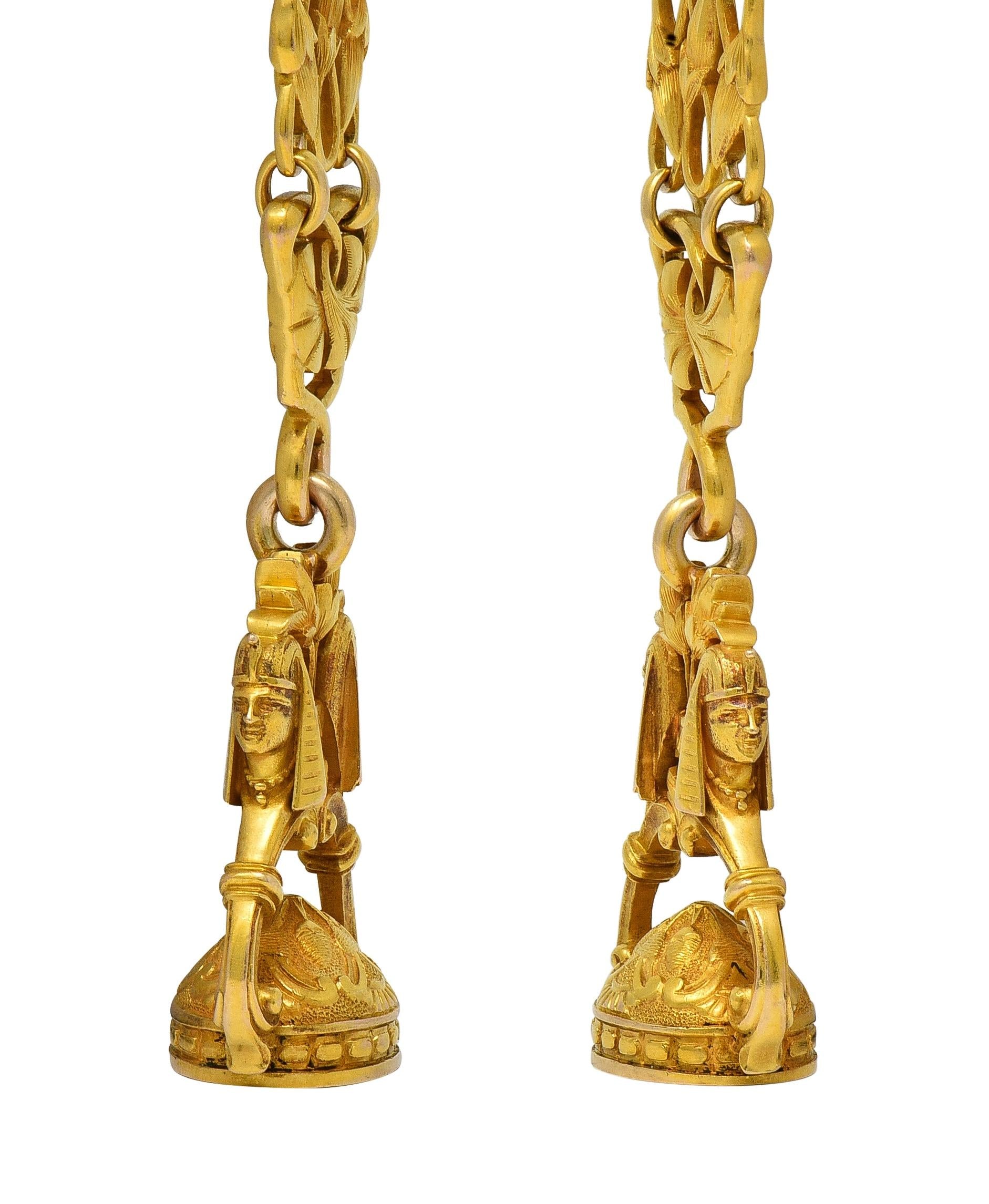 Carter Gough & Co. Egyptian Revival Art Nouveau 14K Gold Antique Fob Pendant
