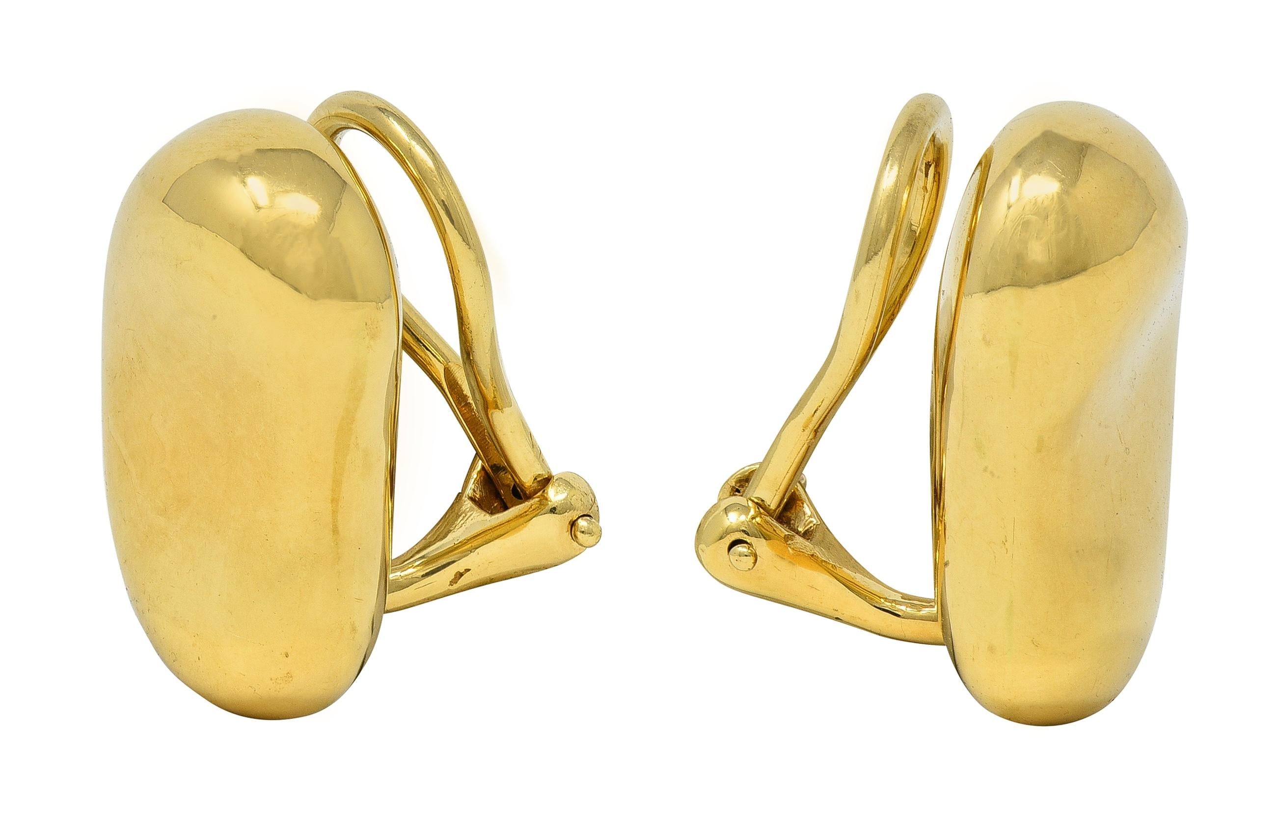 Elsa Peretti Tiffany & Co. 18 Karat Yellow Gold Vintage Bean Ear-Clip Earrings
