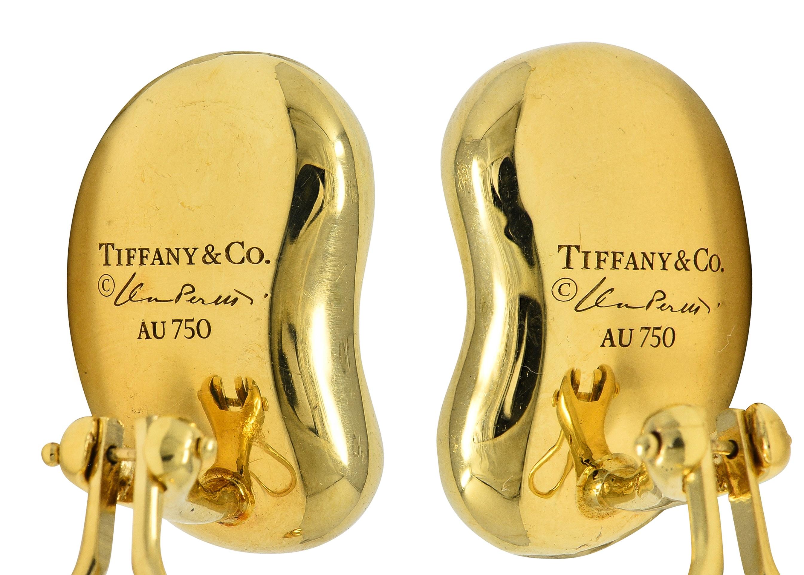 Elsa Peretti Tiffany & Co. 18 Karat Yellow Gold Vintage Bean Ear-Clip Earrings