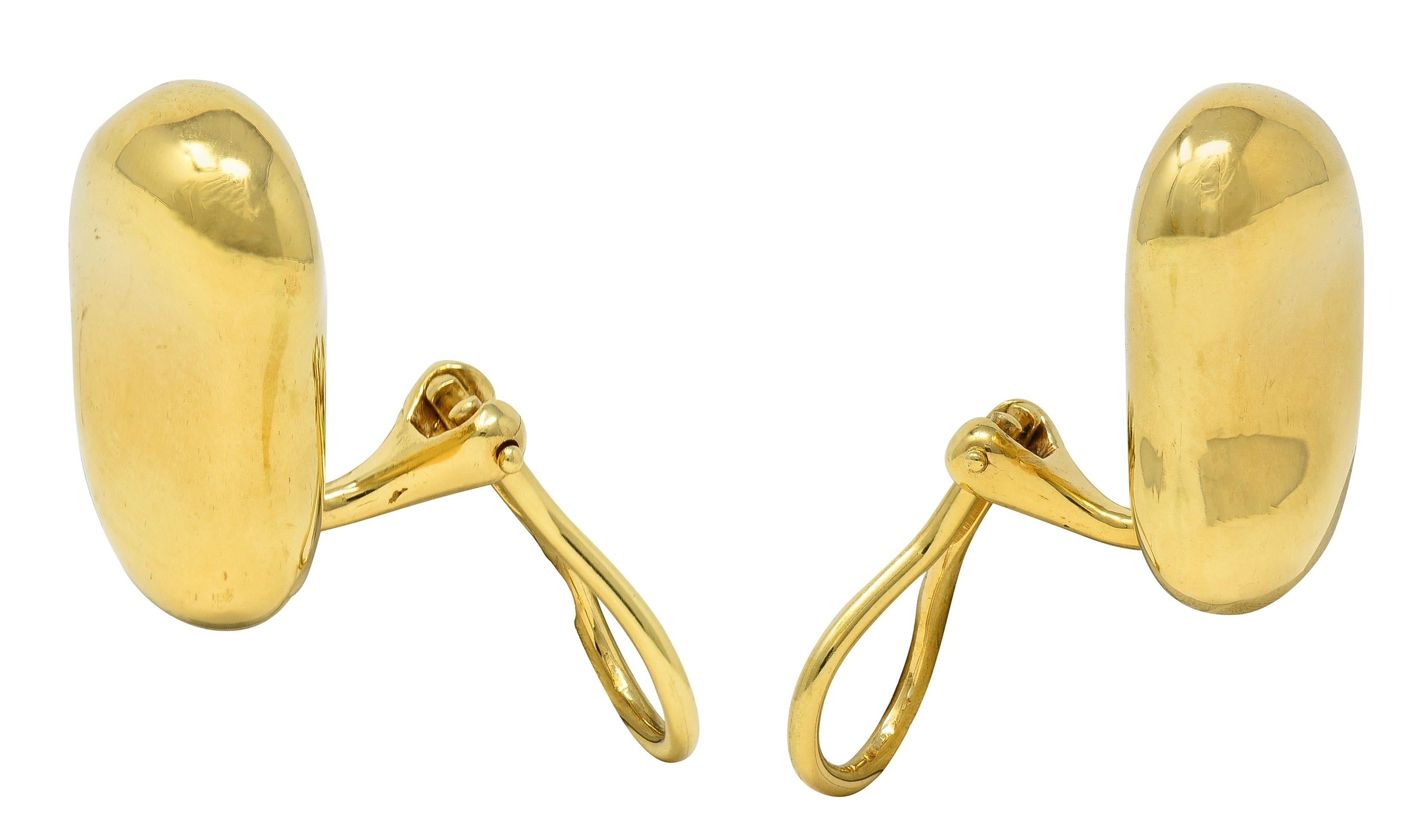Elsa Peretti Tiffany & Co. 18 Karat Yellow Gold Vintage Bean Ear-Clip Earrings
