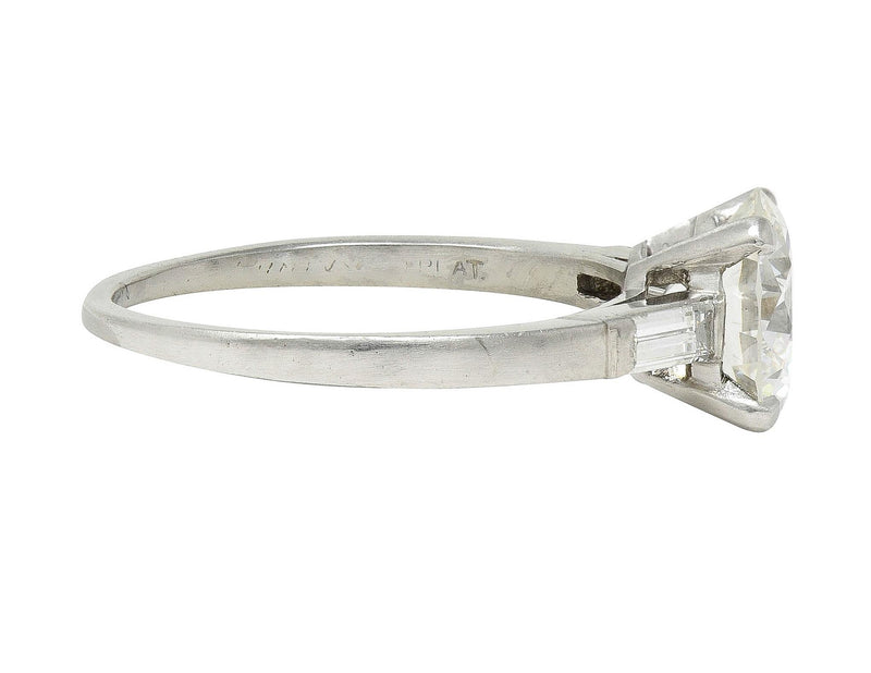 Tiffany & Co. Mid-Century 2.00 CTW Diamond Platinum Three Stone Engagement Ring