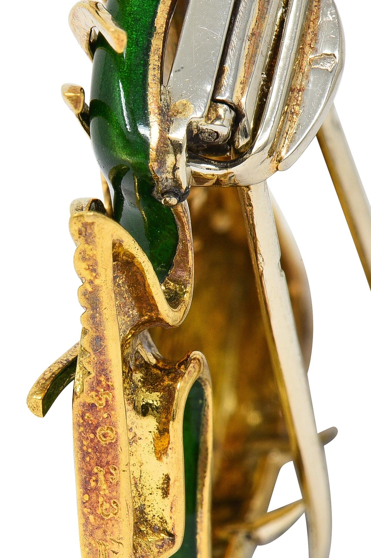 Cartier French 1960's Diamond Enamel 18K Gold Vintage Tropical Fish Brooch