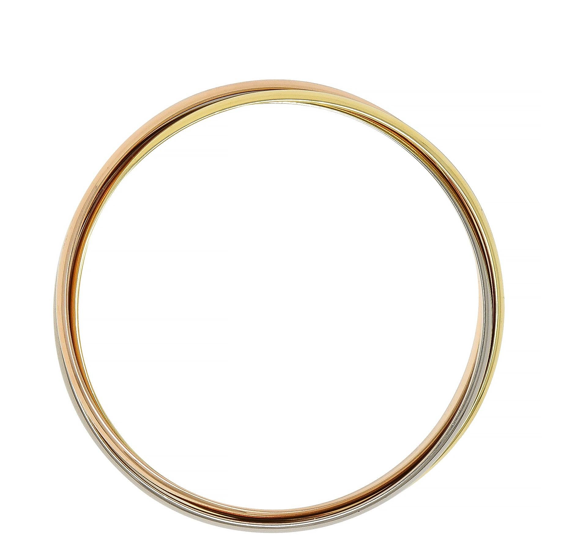 Cartier Vintage 18 Karat Tri-Colored Gold Trinity Rolling Unisex Bangle Bracelet