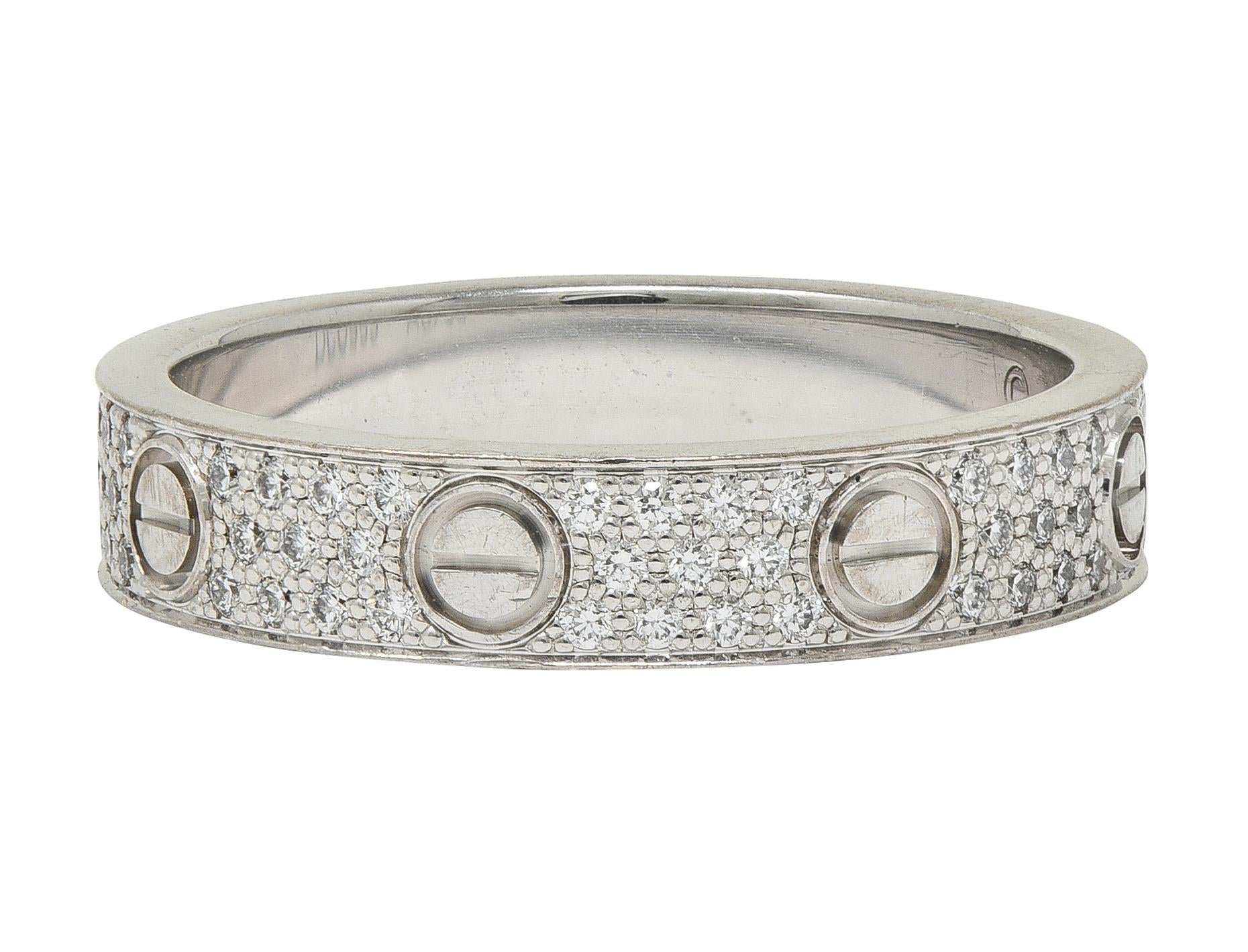 Cartier Contemporary Diamond 18 Karat White Gold High Love Unisex Band Ring