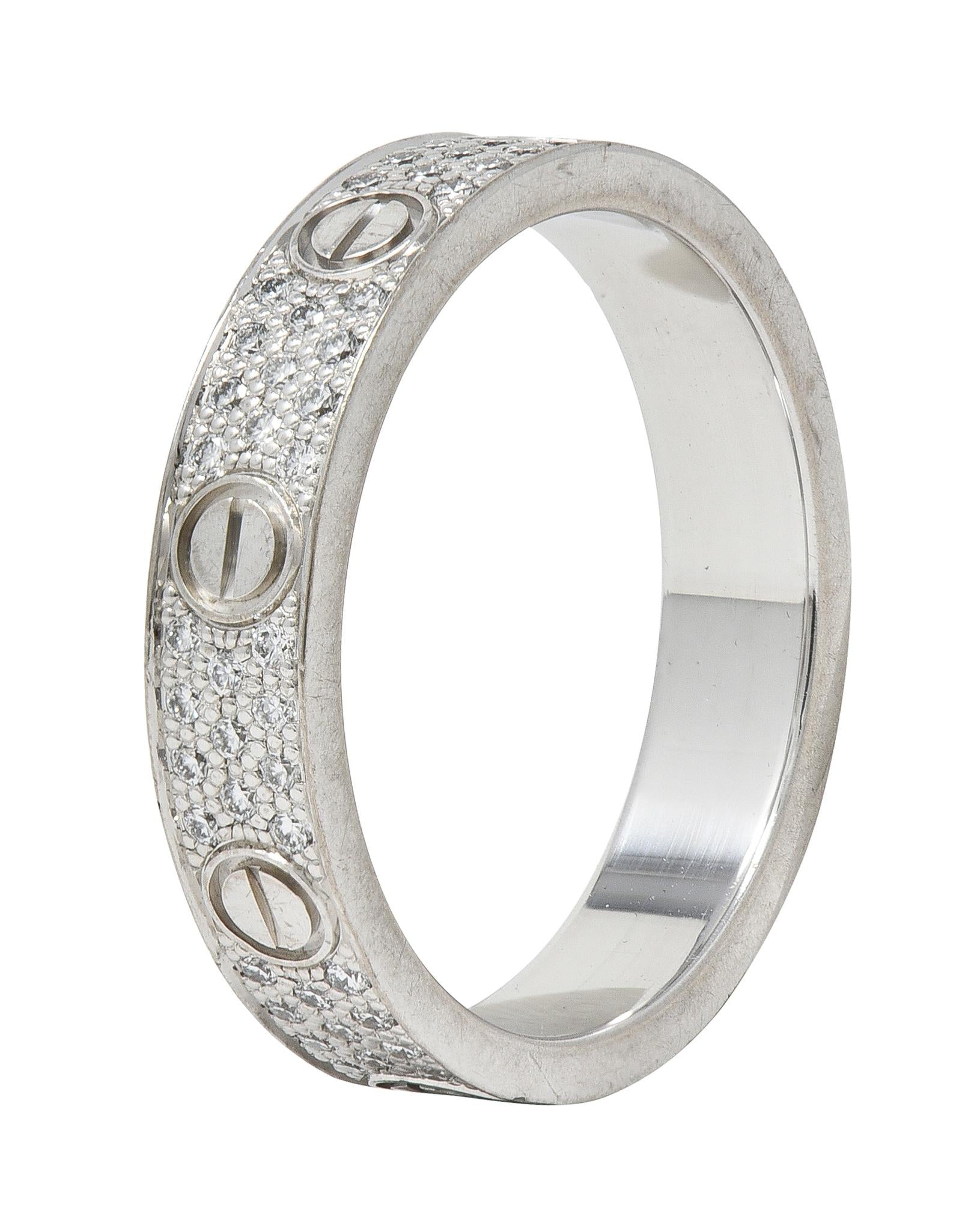 Cartier Contemporary Diamond 18 Karat White Gold High Love Unisex Band Ring