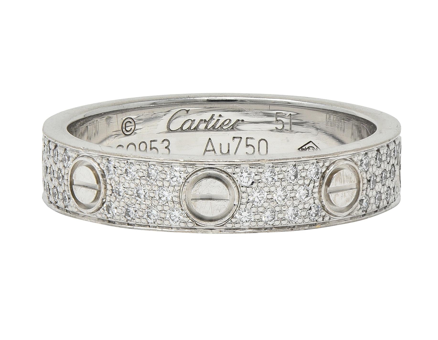 Cartier Contemporary Diamond 18 Karat White Gold High Love Unisex Band Ring