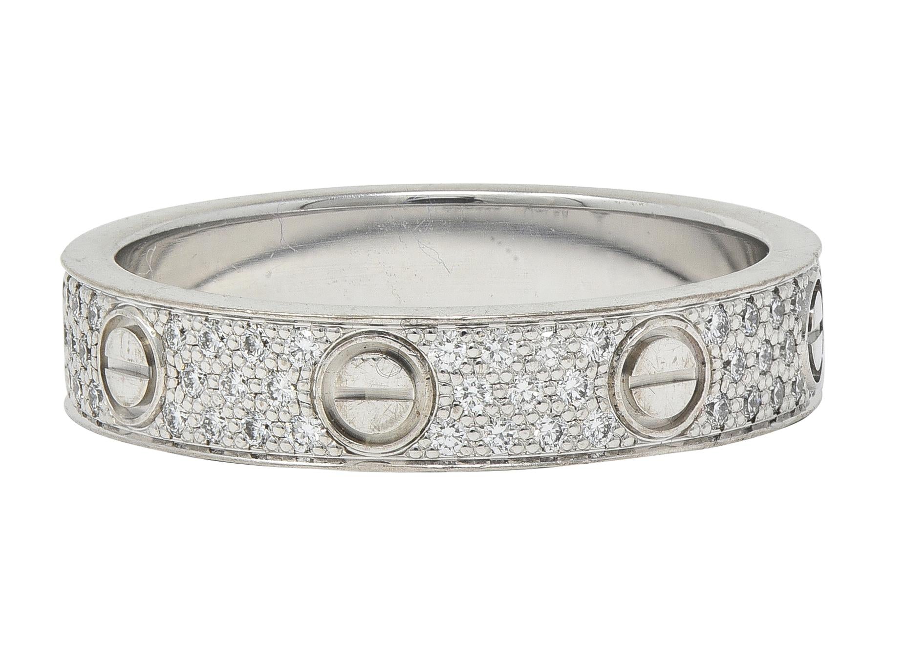 Cartier Contemporary Diamond 18 Karat White Gold High Love Unisex Band Ring