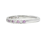 Contemporary Diamond Pink Sapphire 18 Karat White Gold Stacking Band Ring
