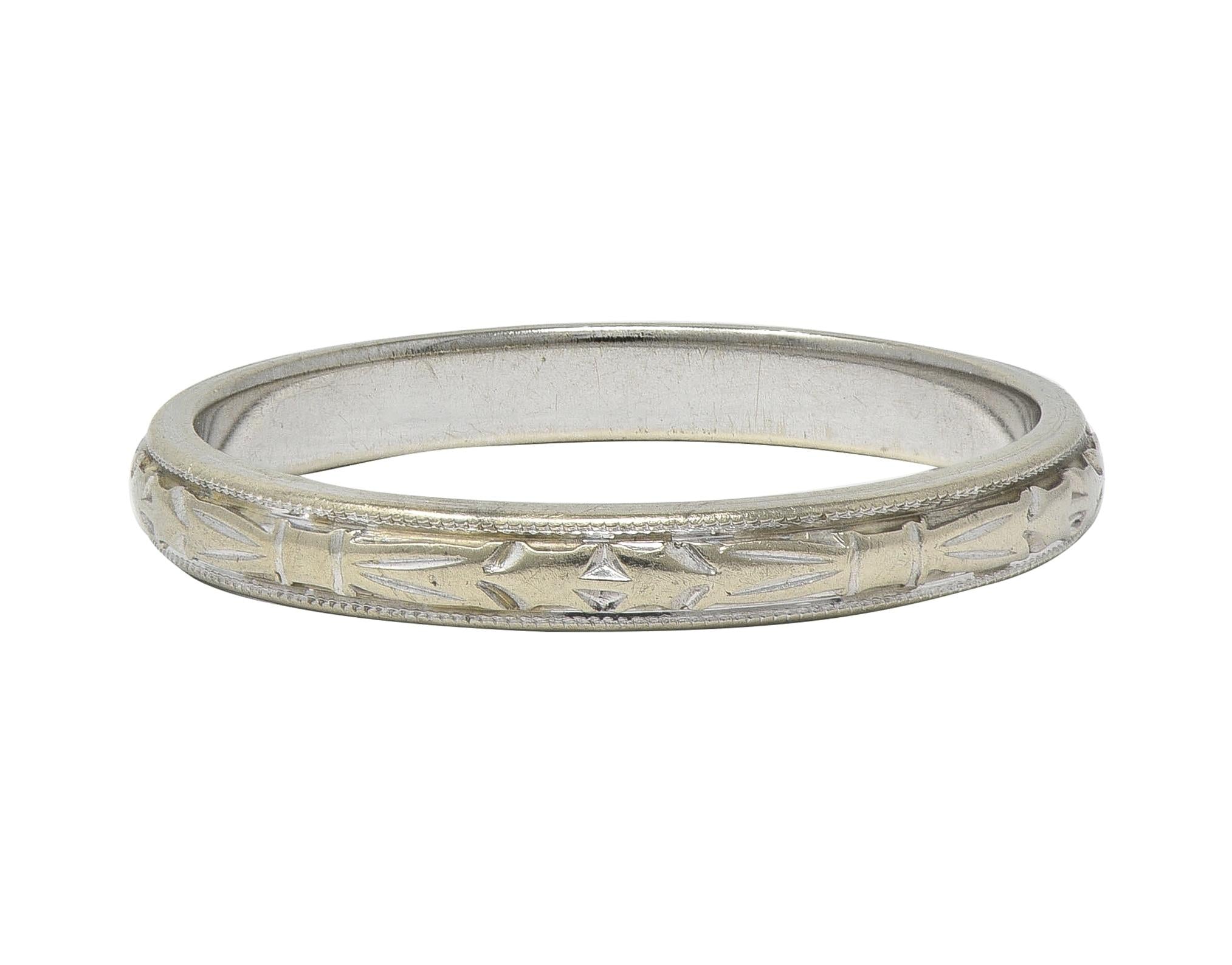 Art Deco Woods & Sons 18 Karat Gold Vintage Orange Blossom Wedding Band Ring