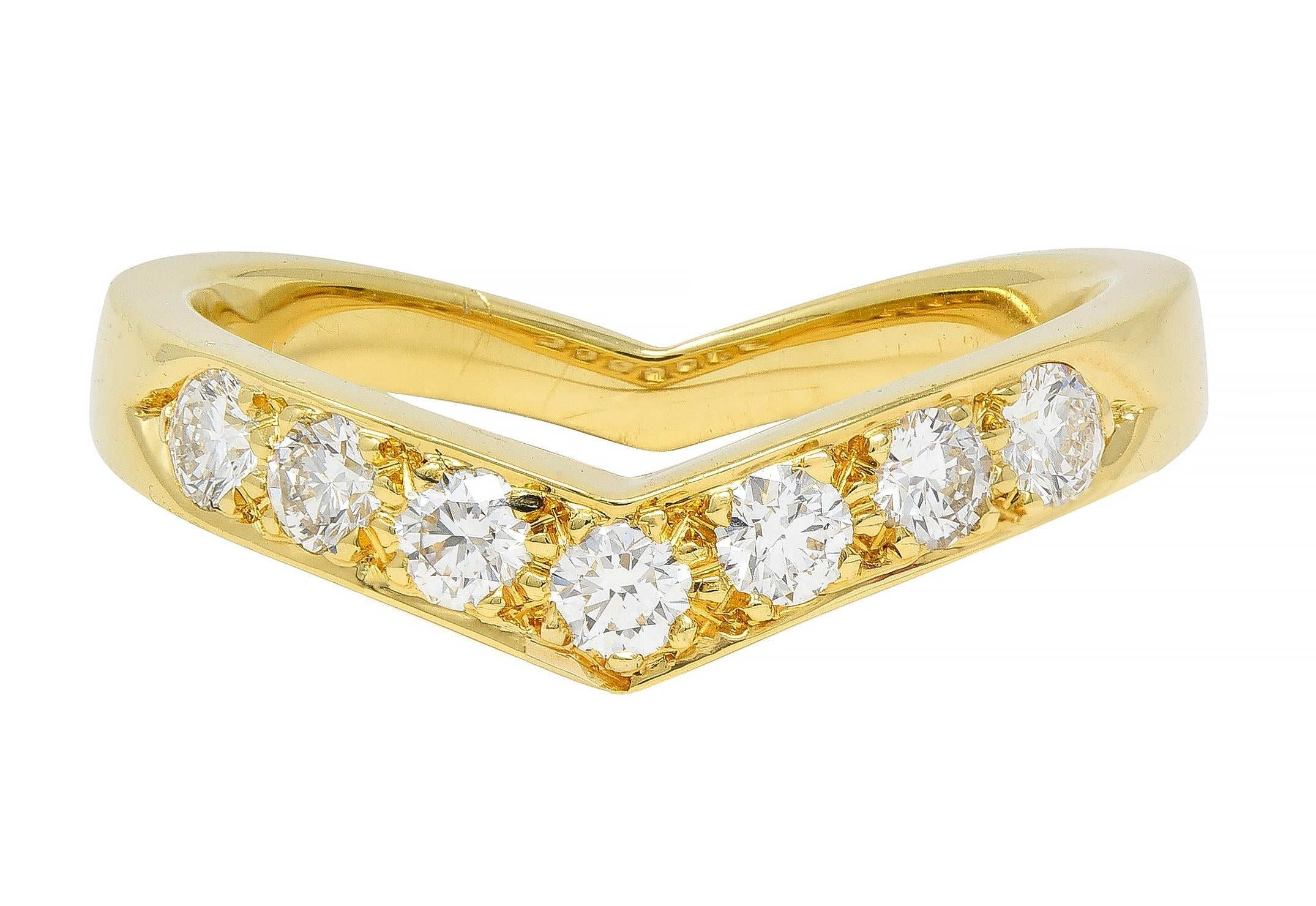 Tiffany & Co. Diamond 18 Karat Yellow Gold Chevron Contour V Band Ring