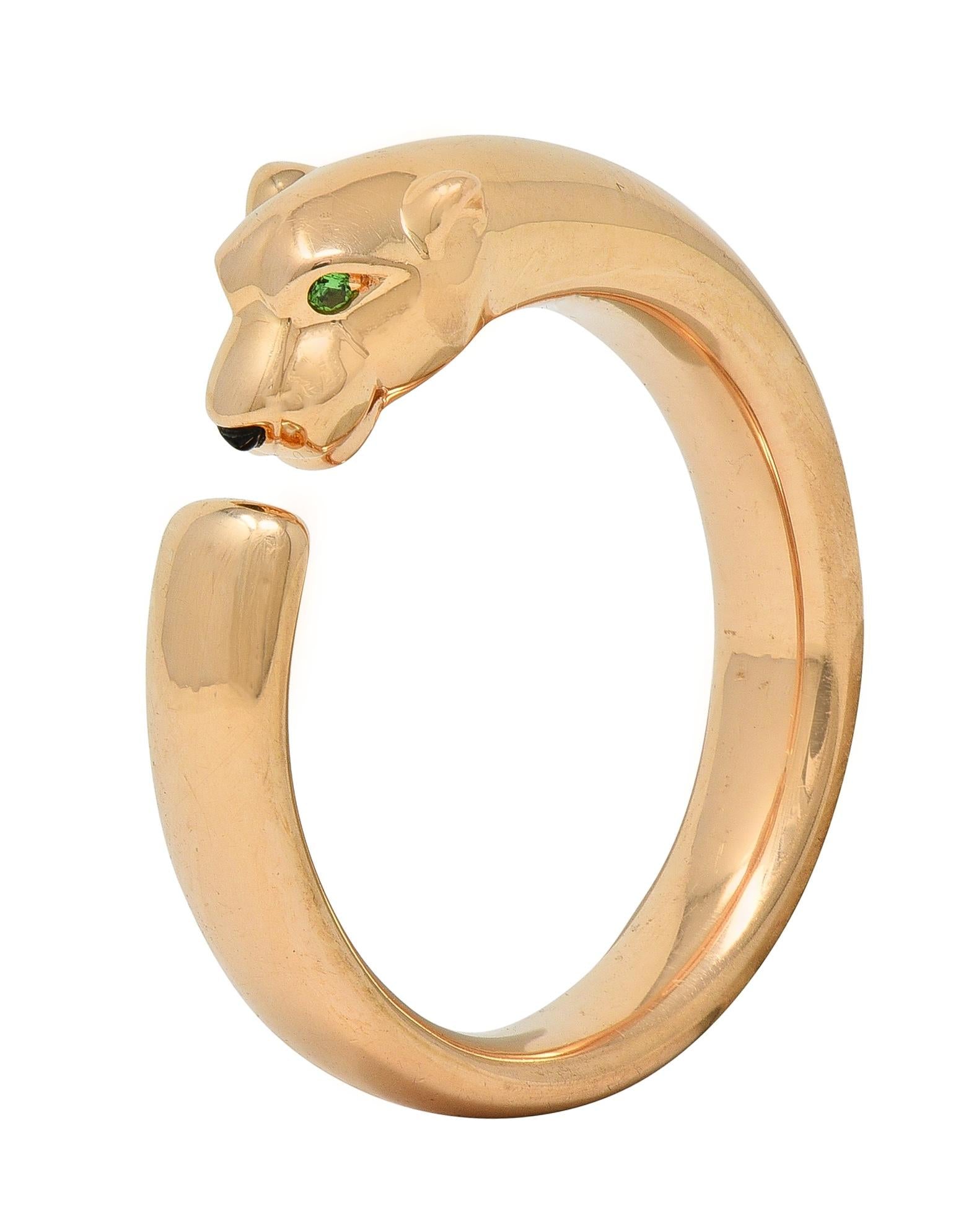 Cartier Contemporary Onyx Tsavorite 18K Gold Pantheré de Cartier Cuff Ring