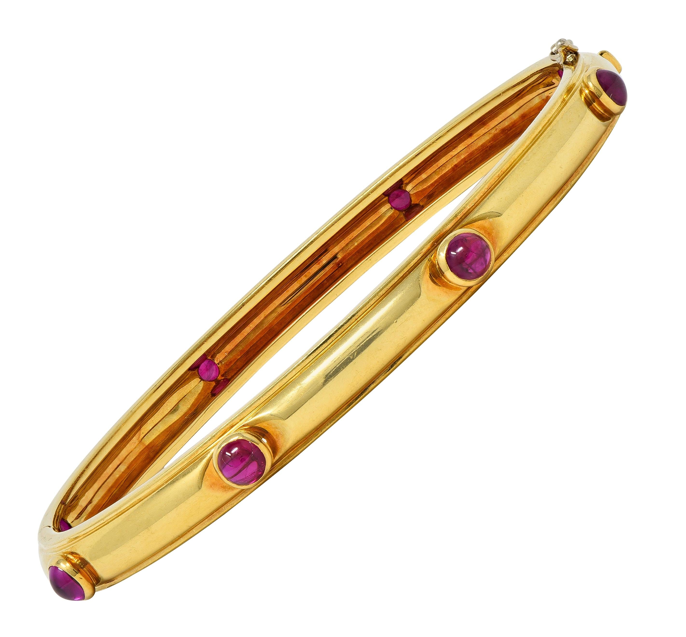Tiffany & Co. 1960's 2.00 CTW Ruby 18 Karat Yellow Gold Vintage Bangle Bracelet