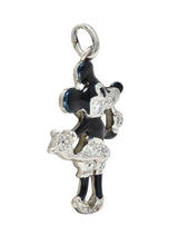 Art Deco Diamond Enamel Platinum Minnie Mouse Vintage Disney Charm