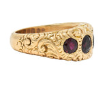 Victorian 3.44 CTW Garnet 14 Karat Yellow Gold Antique Five Stone Band Ring