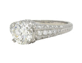 Contemporary 1.87 CTW Brilliant Cut Diamond Platinum Lotus Engagement Ring GIA