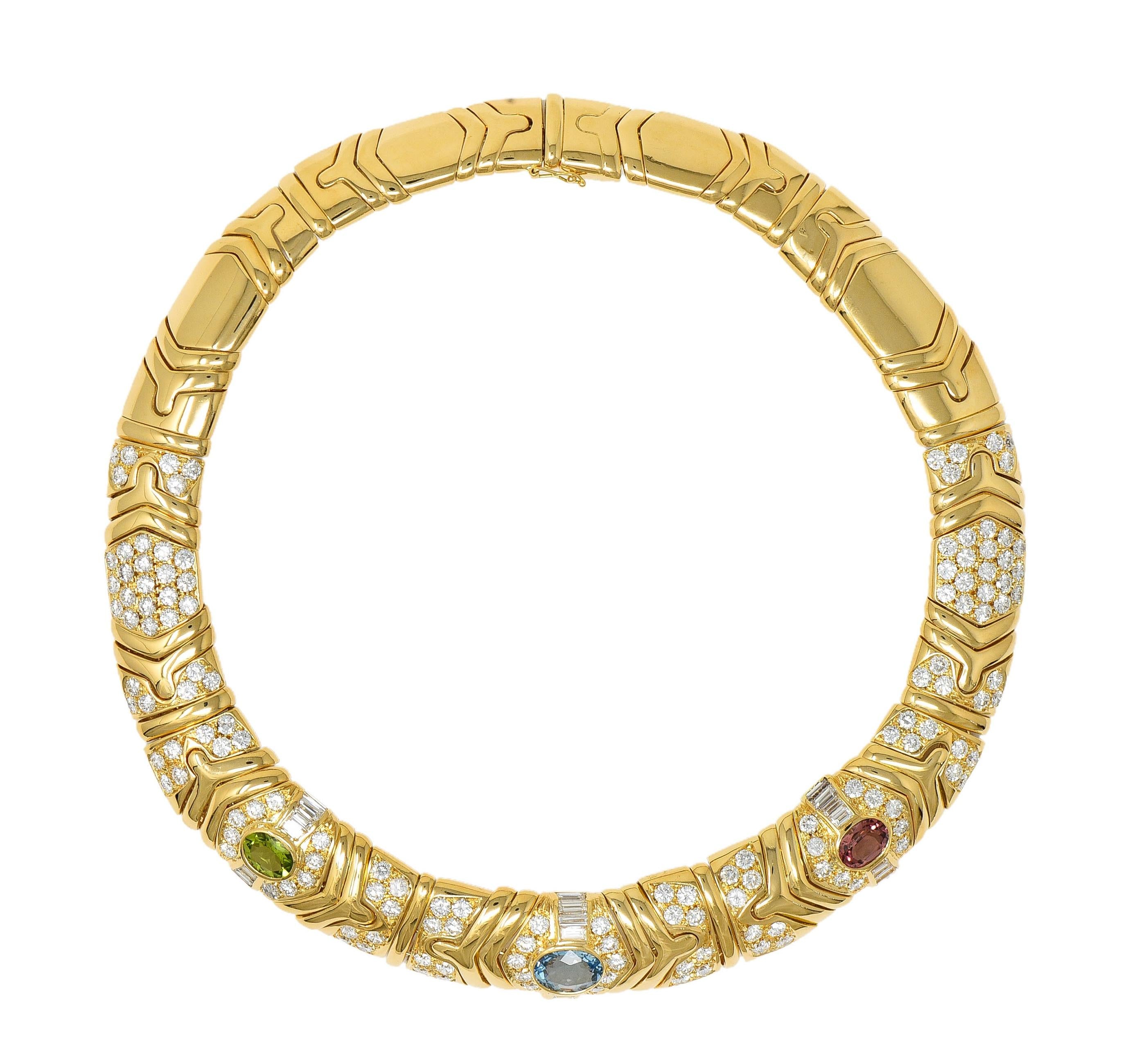 Bulgari 29.45 CTW Diamond Multi-Gem 18K Gold Vintage Parentesi Collar Necklace