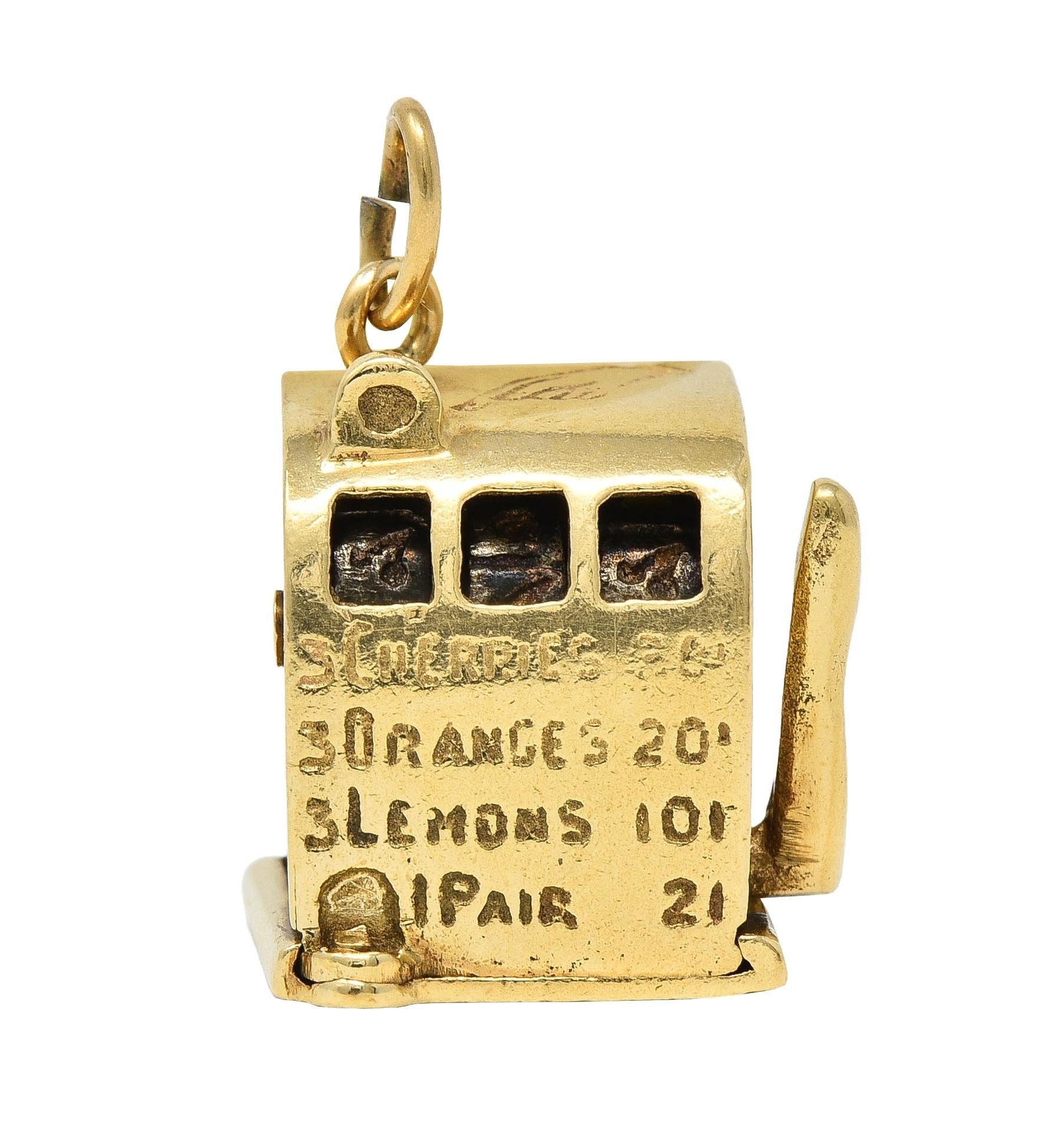 Retro 1940's Enamel 14 Karat Yellow Gold Slot Machine Vintage Charm