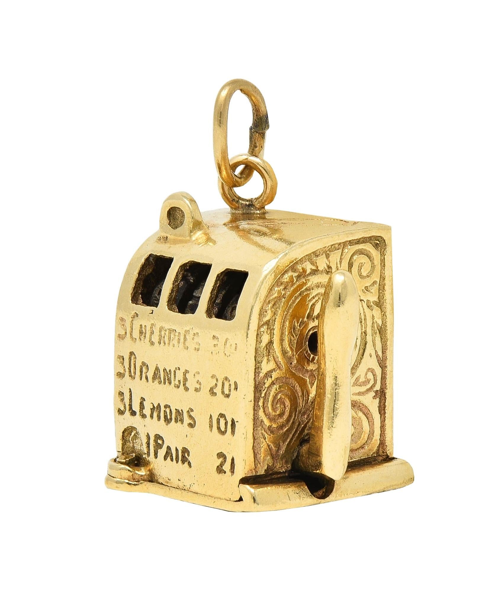 Retro 1940's Enamel 14 Karat Yellow Gold Slot Machine Vintage Charm