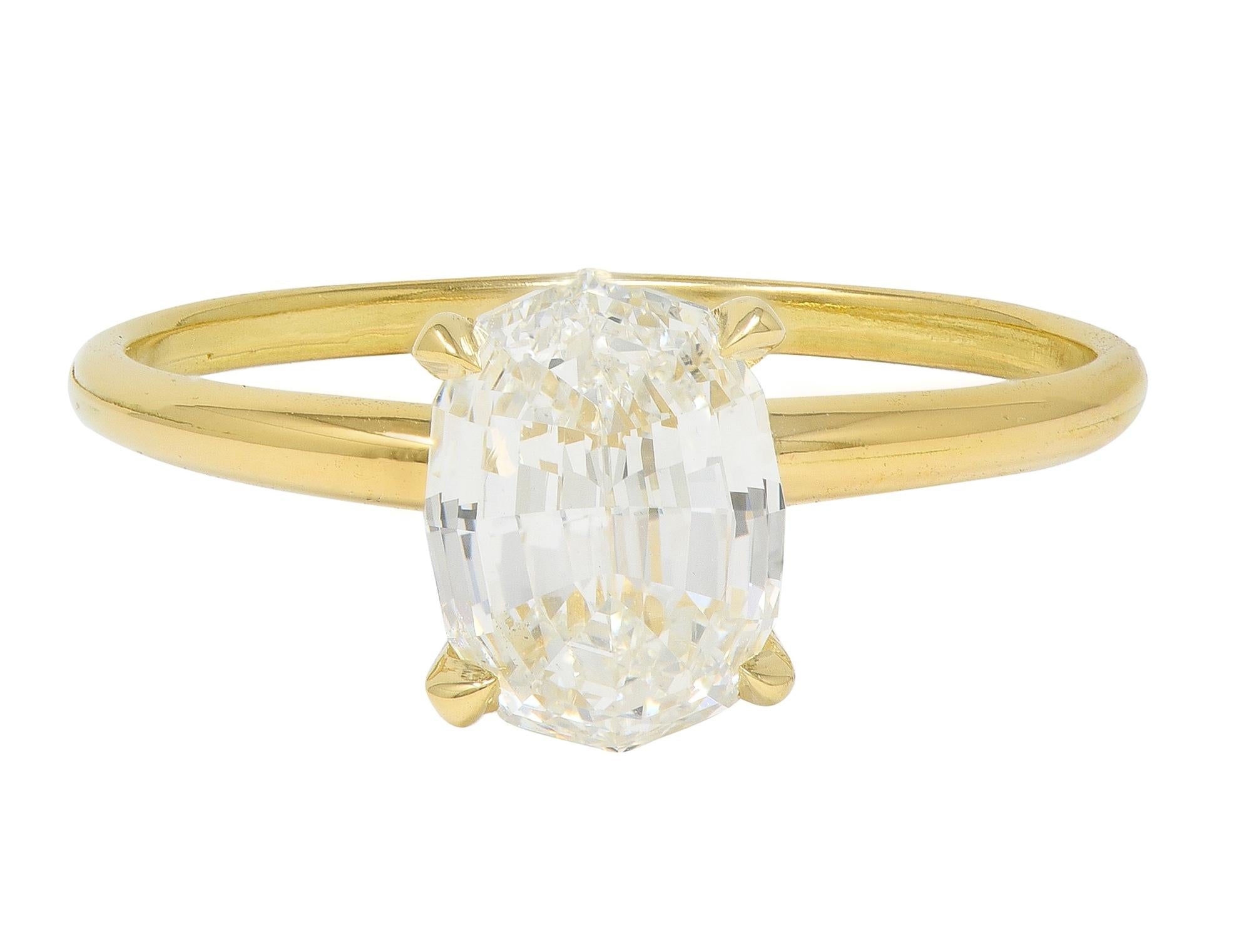Contemporary 2.06 CTW Oval Diamond 18K Gold Solitaire Engagement Ring GIA