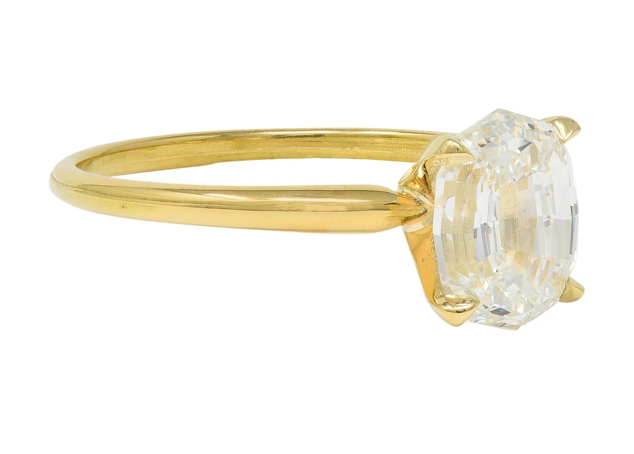 Contemporary 2.06 CTW Oval Diamond 18K Gold Solitaire Engagement Ring GIA