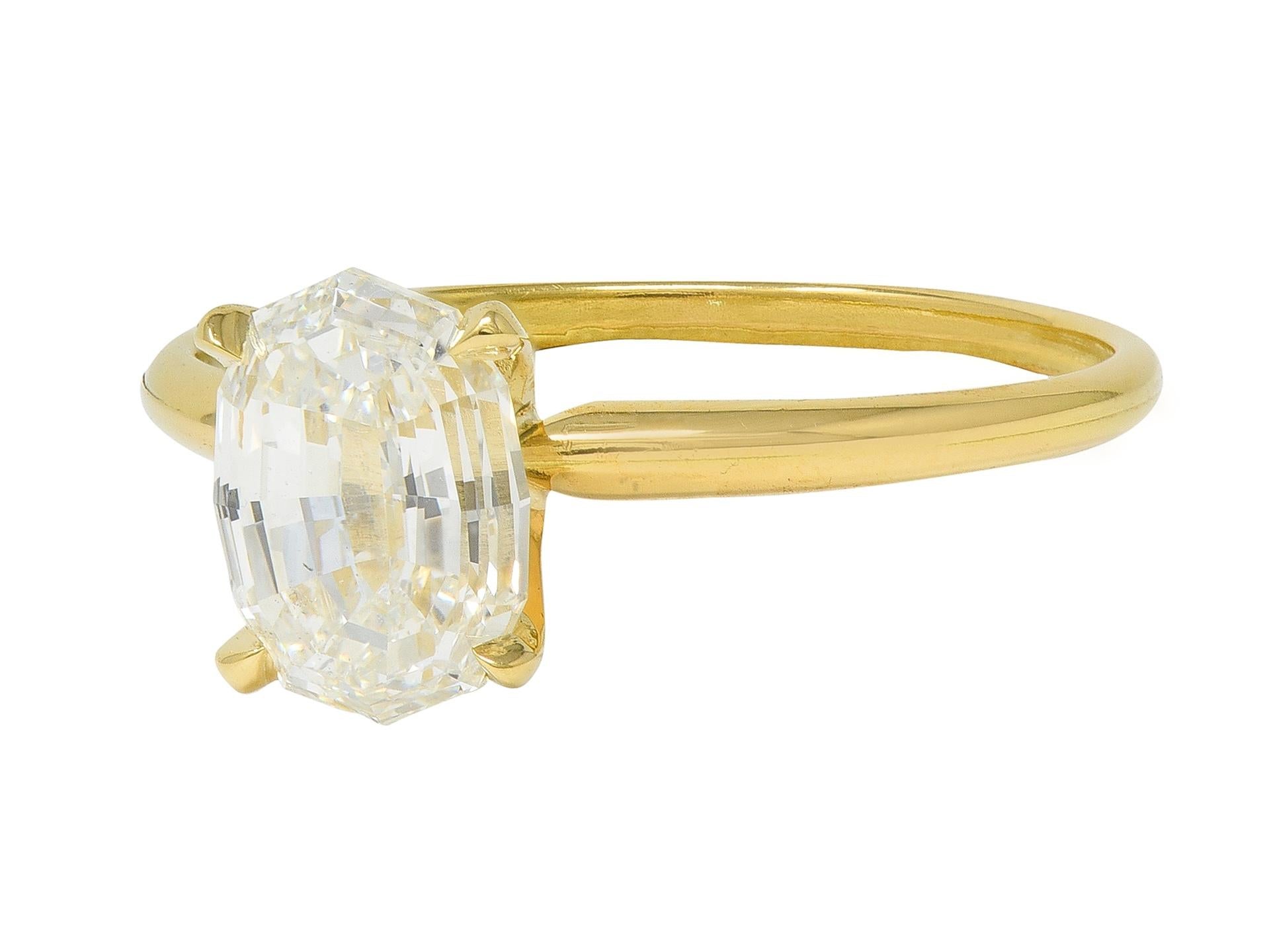 Contemporary 2.06 CTW Oval Diamond 18K Gold Solitaire Engagement Ring GIA