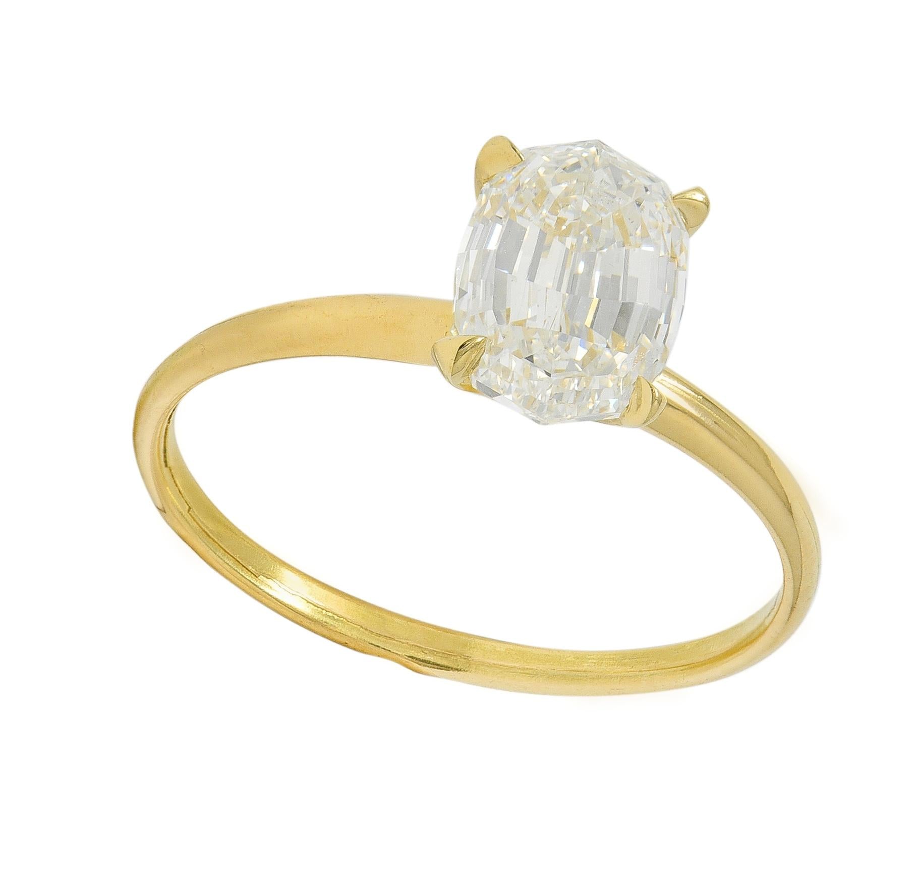 Contemporary 2.06 CTW Oval Diamond 18K Gold Solitaire Engagement Ring GIA