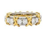 Jean Schlumberger Sixteen Stone Tiffany & Co. Diamond Platinum 18 Karat Gold X Band Ring