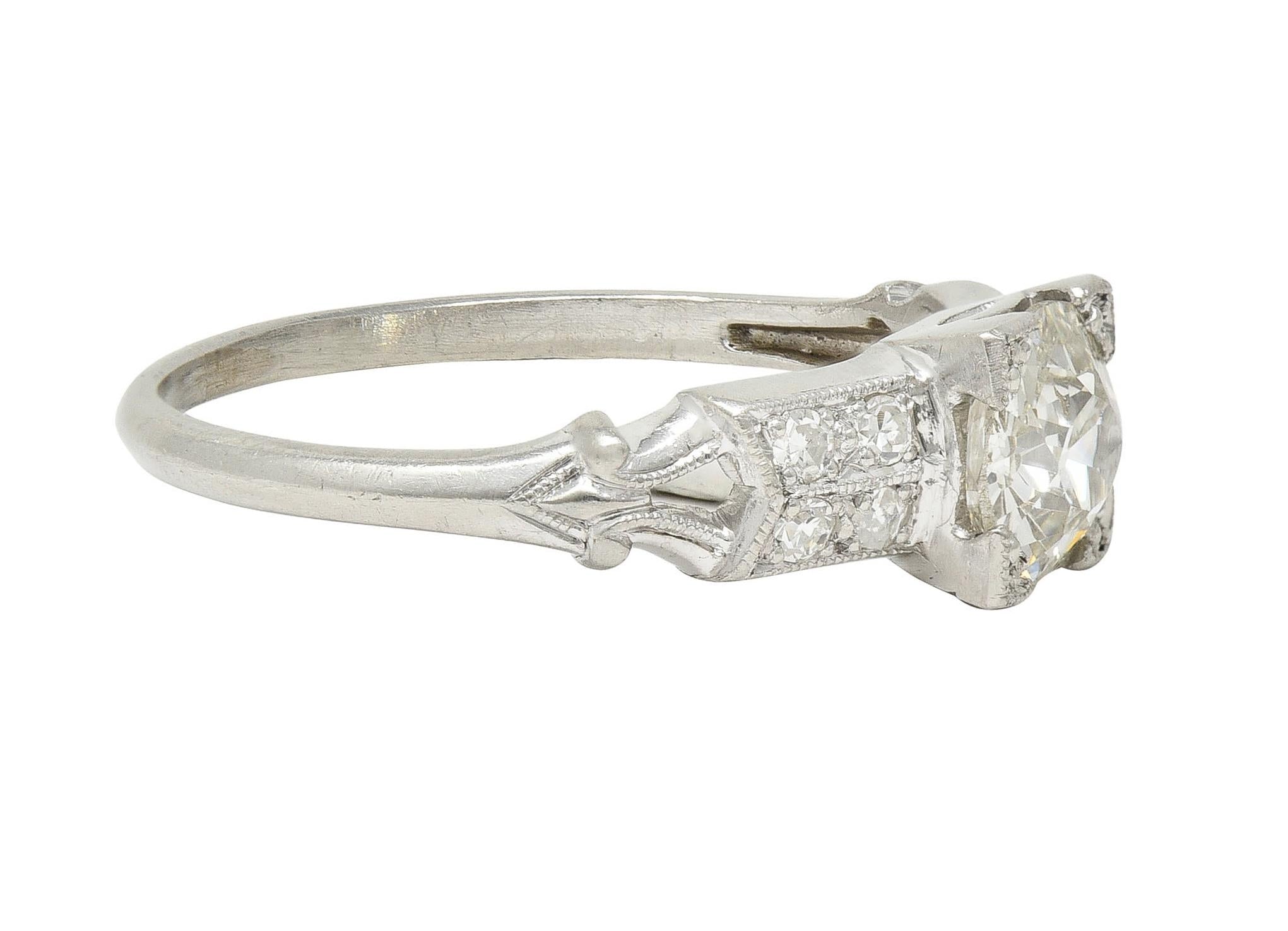 Mid-Century Old European Cut Diamond Platinum Vintage Engagement Ring