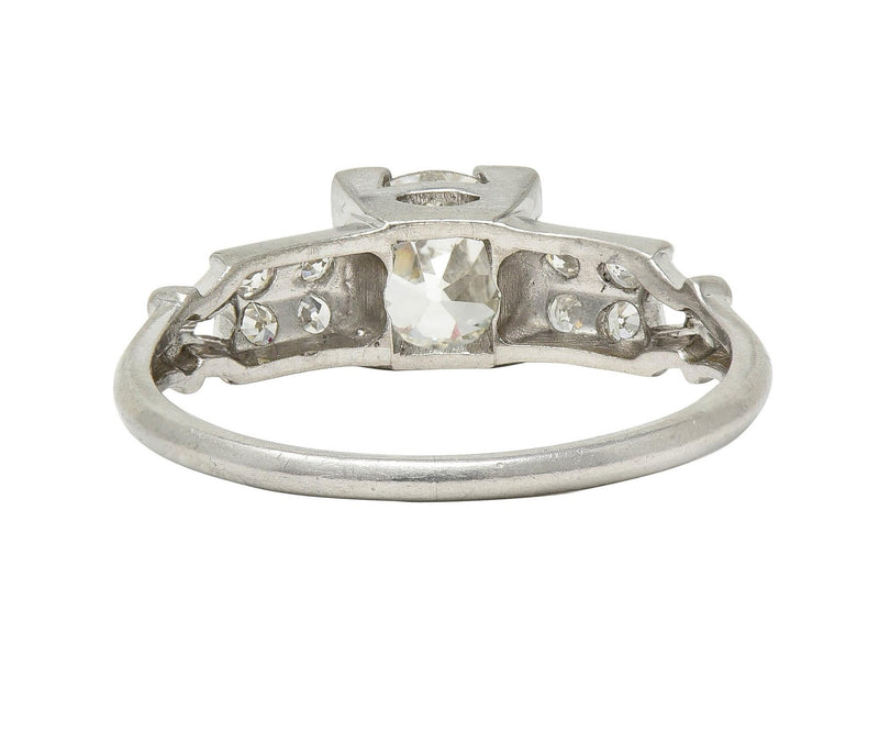 Mid-Century Old European Cut Diamond Platinum Vintage Engagement Ring