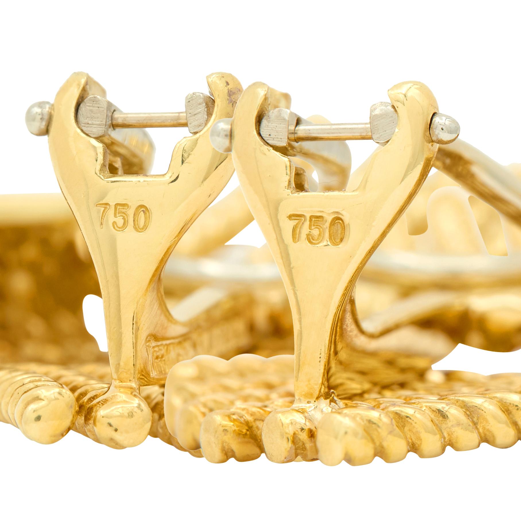 Schlumberger Tiffany & Co. 1960's 18K Yellow Gold Vintage Fanning Rope Earrings