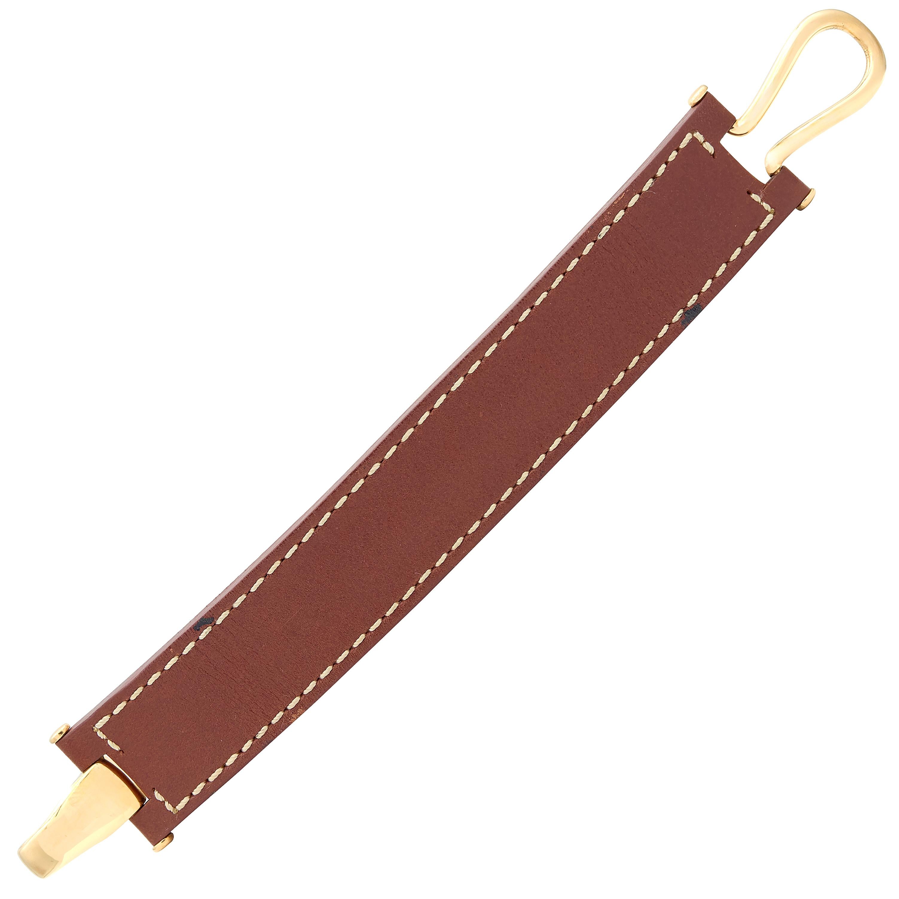 Tiffany & Co. Paloma Picasso 18 Karat Yellow Gold Vintage Leather Bracelet