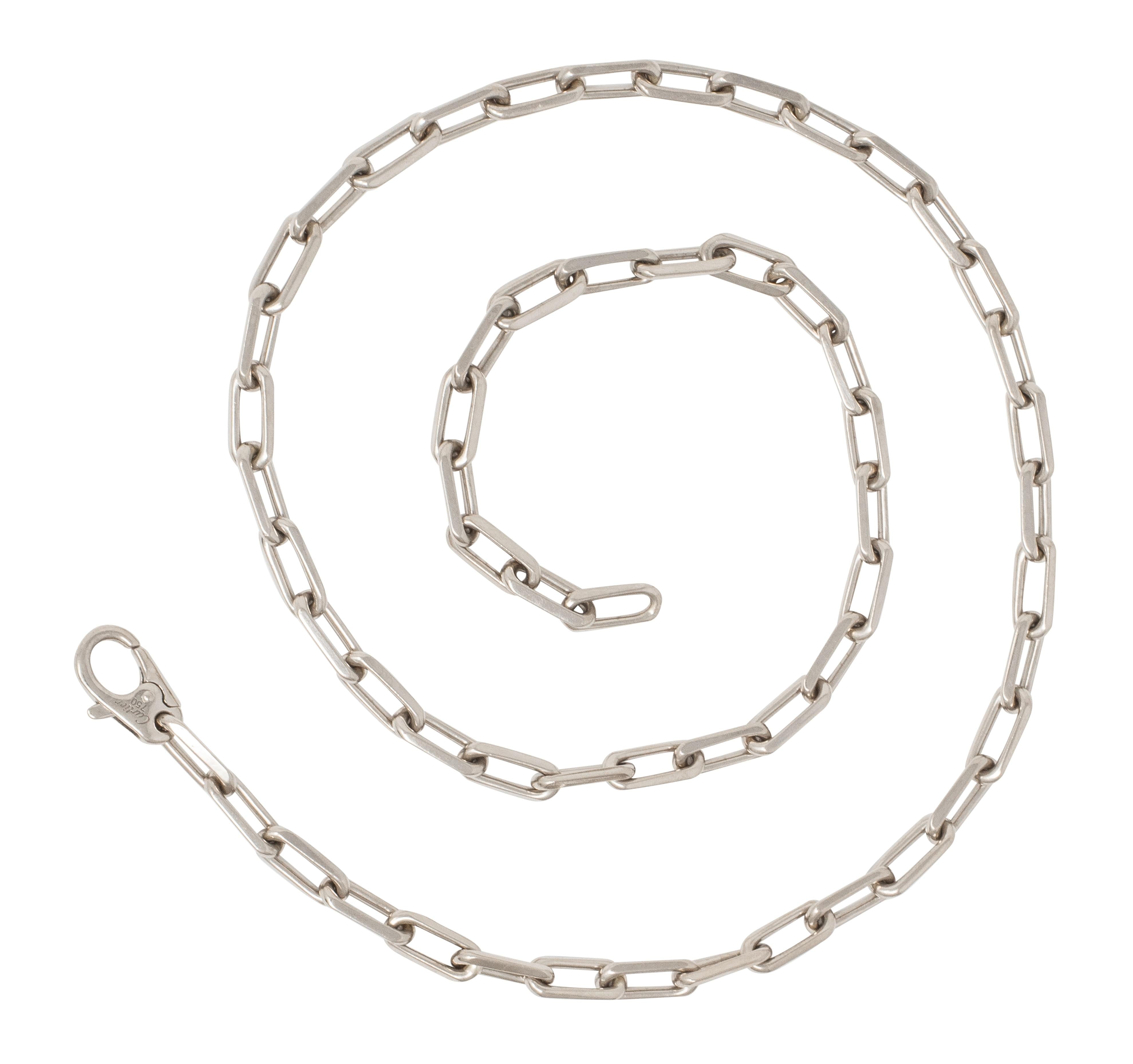 Cartier 2010's 18 Karat White Gold Paperclip Link Unisex Chain Necklace