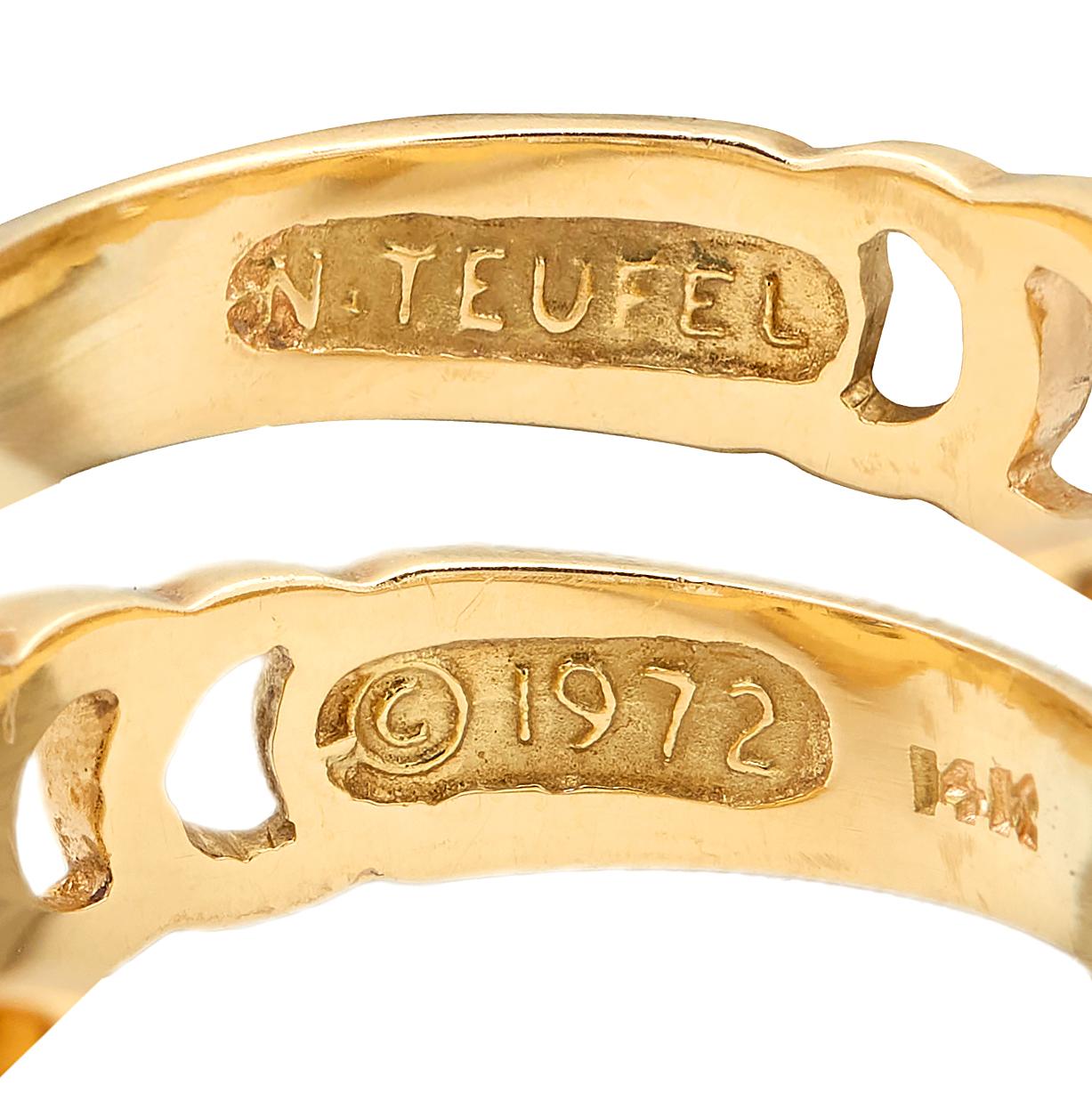 Norman Teufel Onyx Diamond 18K Gold Arch Vintage Kinetic Fidget Spinner Ring