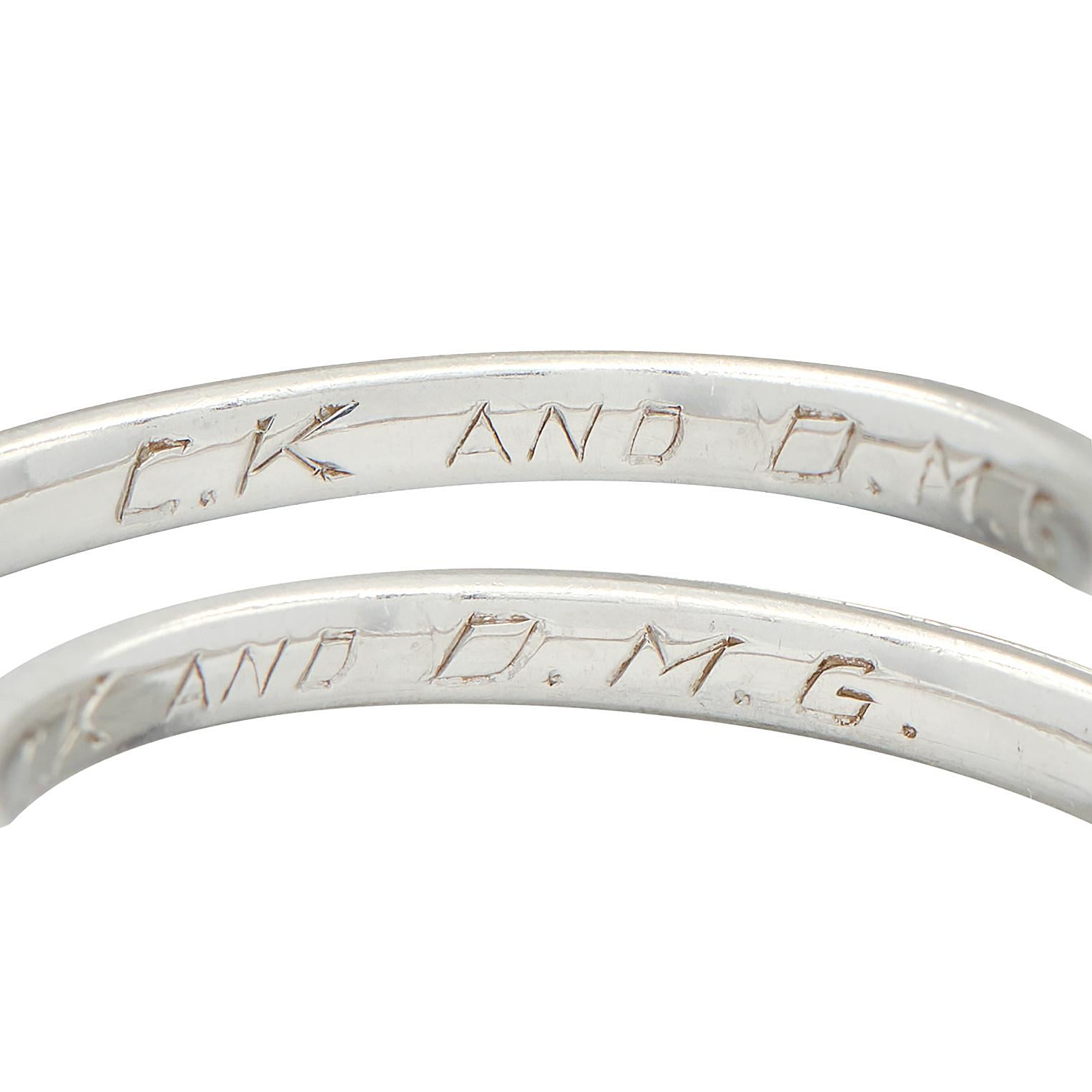 Art Deco Platinum Engraved Floral Lotus Vintage Wedding Band Ring