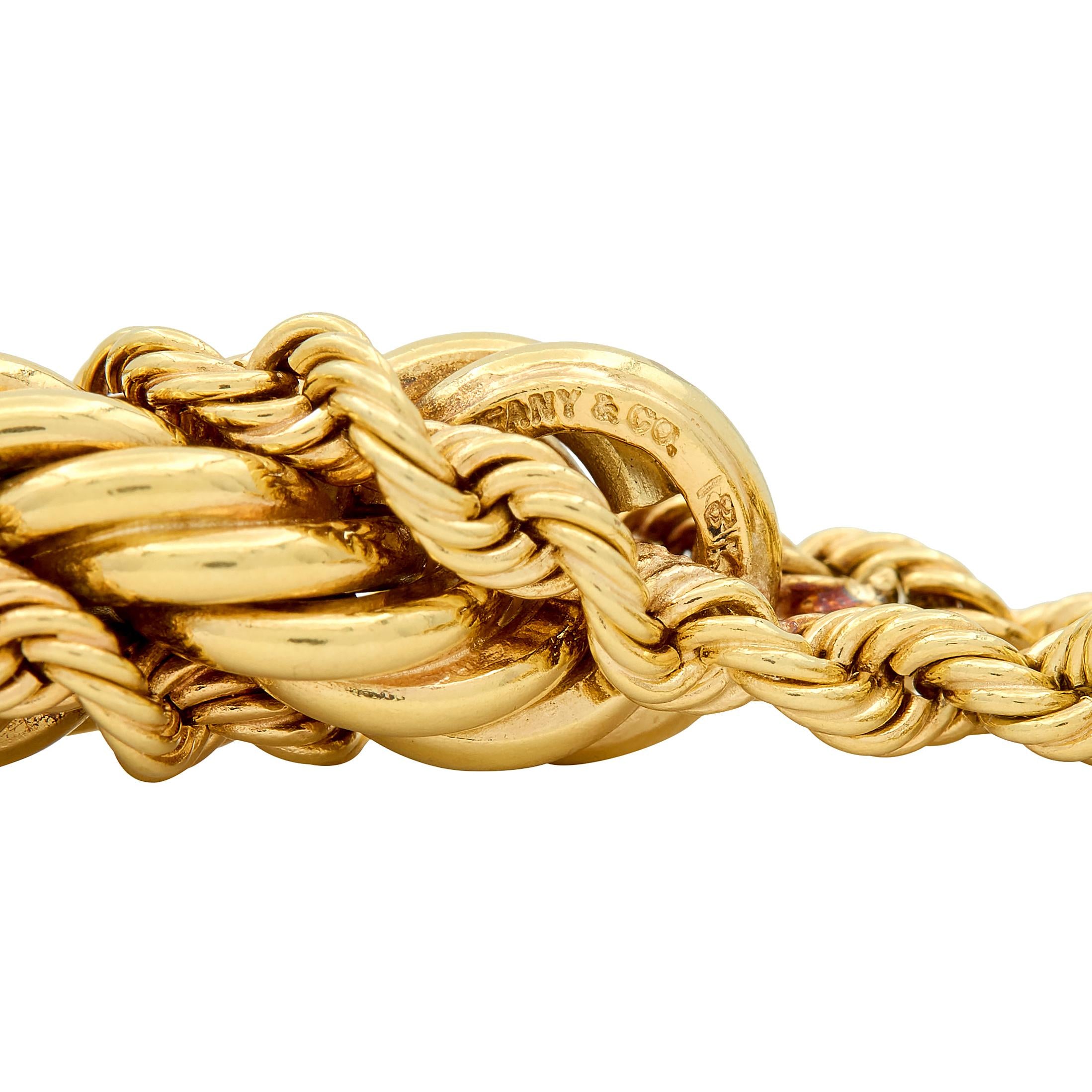 Tiffany & Co. Schlumberger 1960 Sapphire 18K Gold Vintage Twisted Rope Bracelet