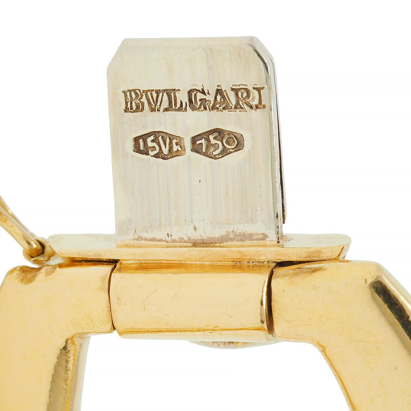 Bulgari 1970's 18 Karat Yellow Rose White Green Gold Knot Link Vintage Bracelet