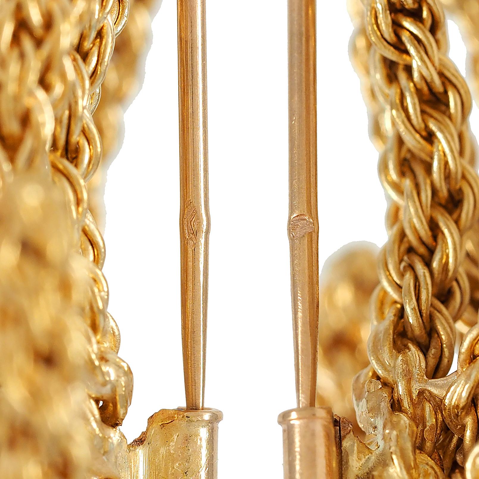 Gay Frères French 1960's 18 Karat Yellow Gold Vintage Knotted Rope Brooch