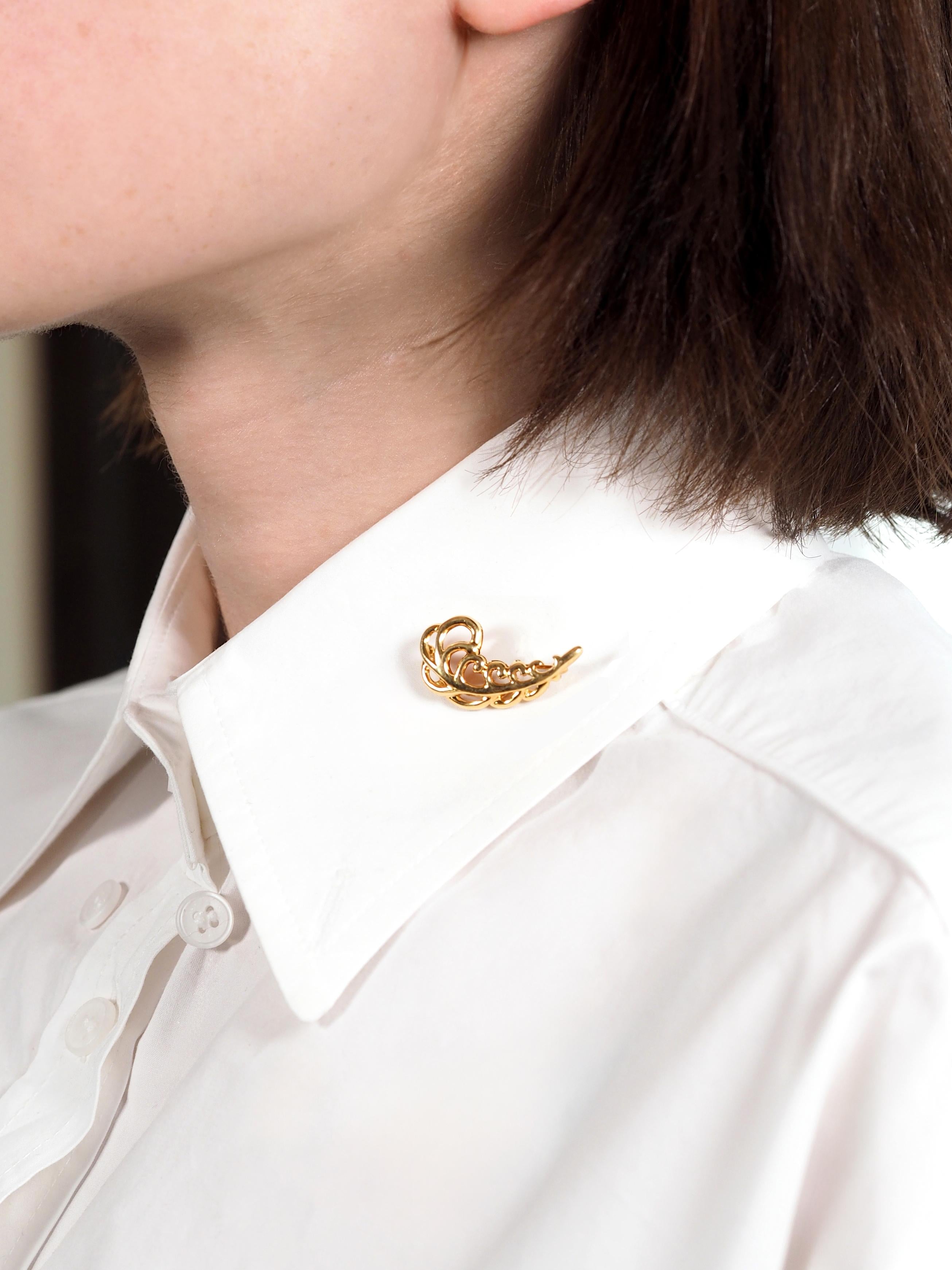 Paloma Picasso Tiffany & Co. 1981 18K Yellow Gold Vintage Feather Plume Brooch