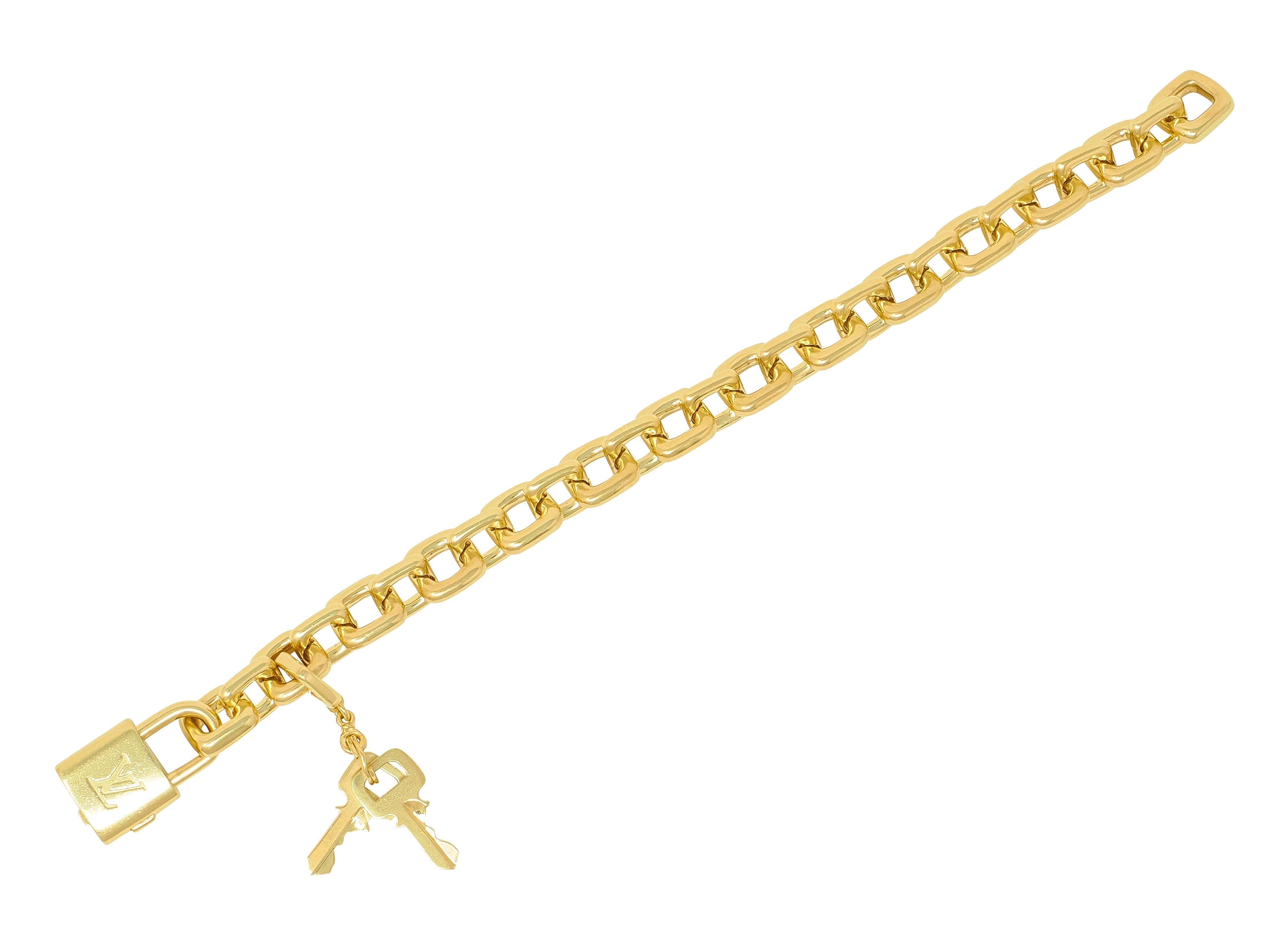 Louis Vuitton Paris Contemporary 18 Karat Yellow Gold Lock & Key Link Bracelet