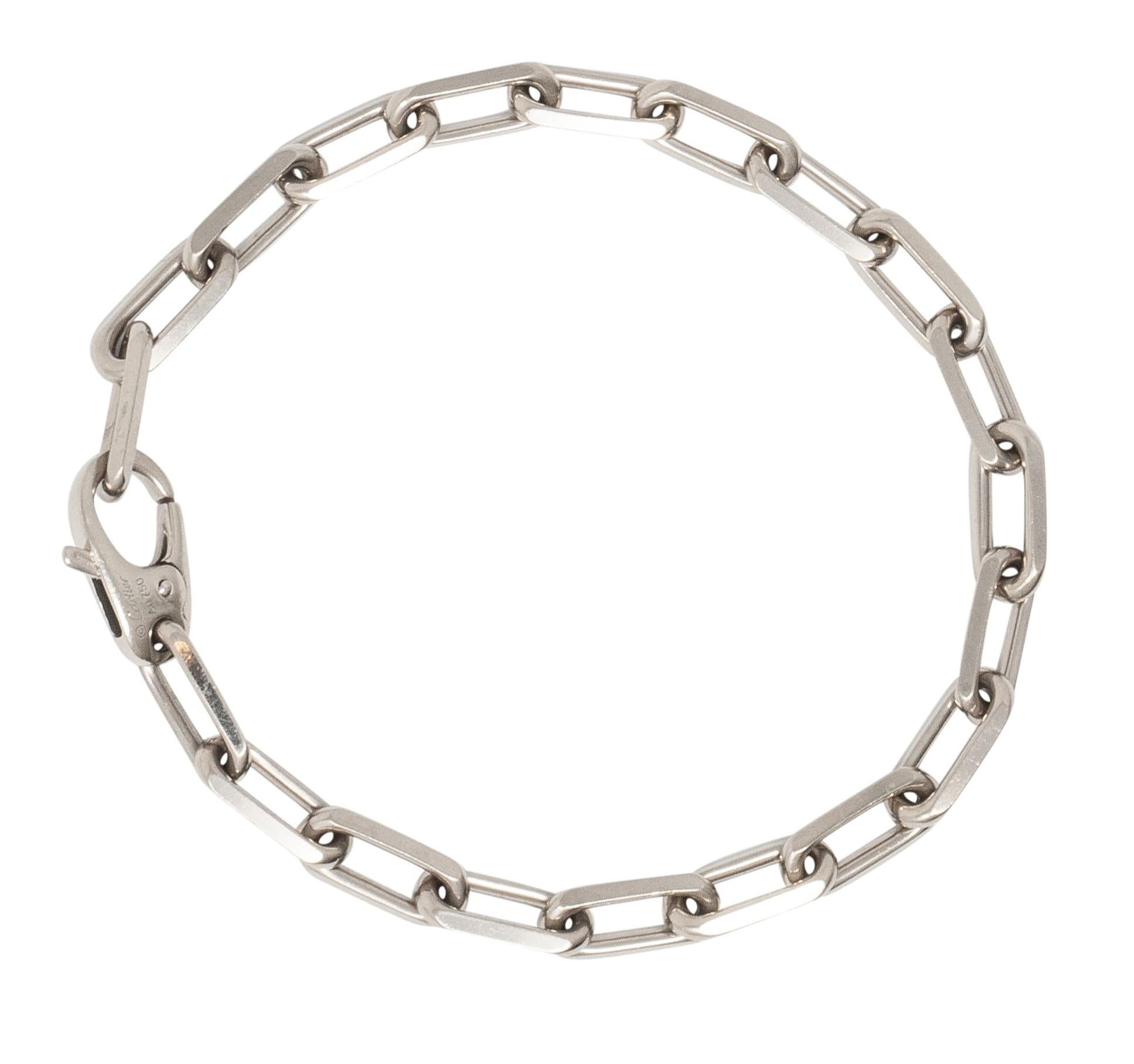 Cartier 2010's 18 Karat White Gold Paperclip Link Unisex Chain Bracelet