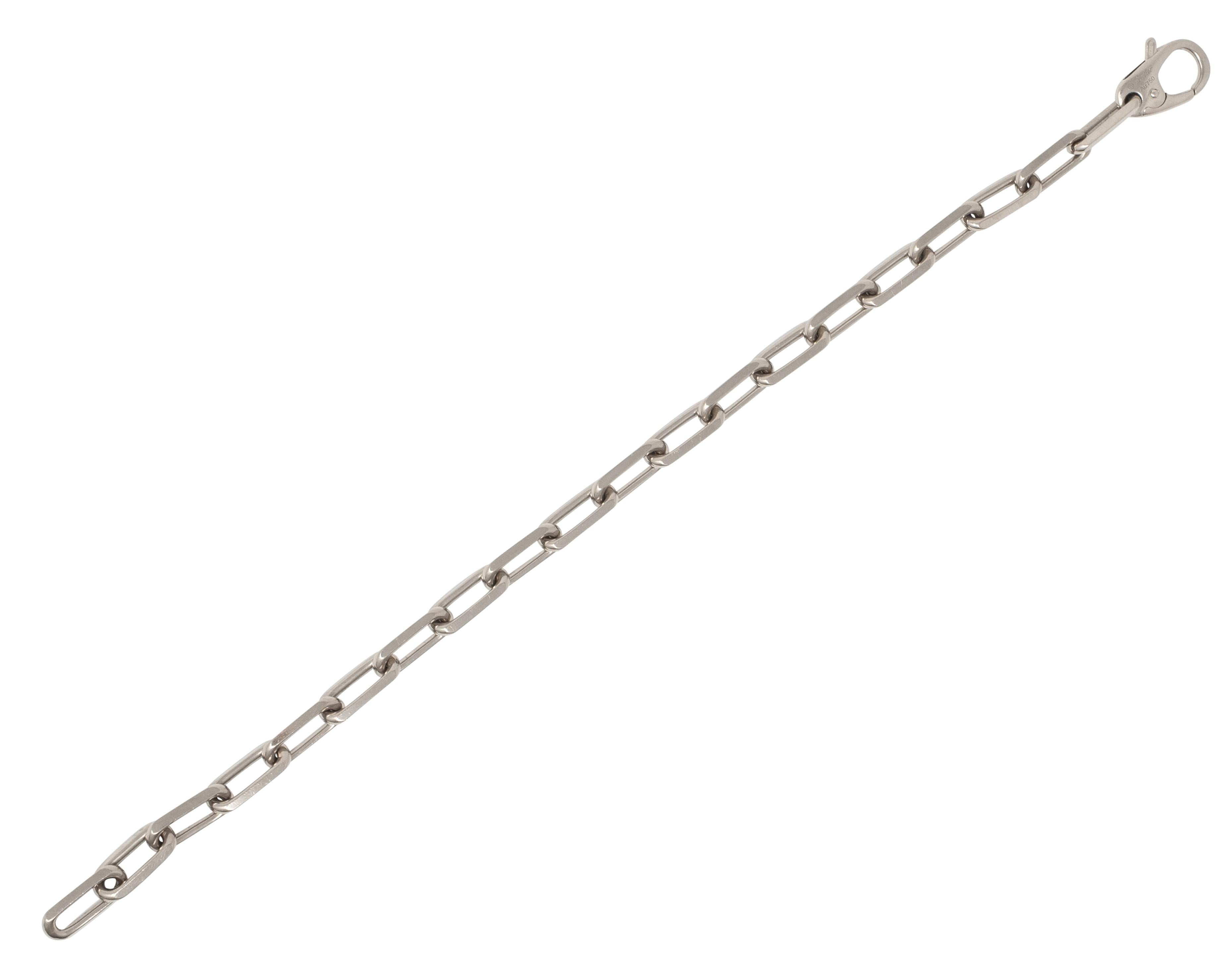 Cartier 2010's 18 Karat White Gold Paperclip Link Unisex Chain Bracelet