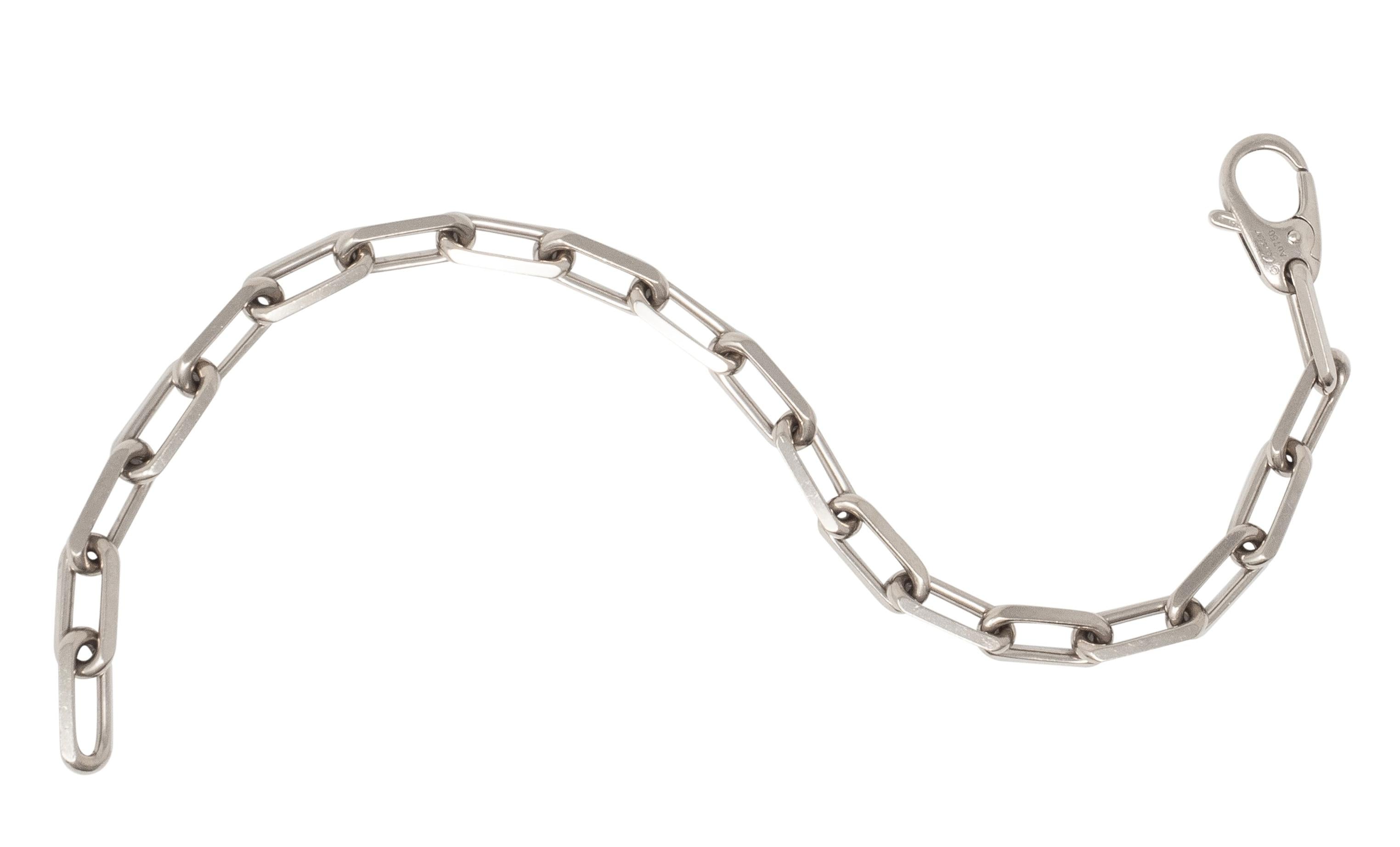 Cartier 2010's 18 Karat White Gold Paperclip Link Unisex Chain Bracelet