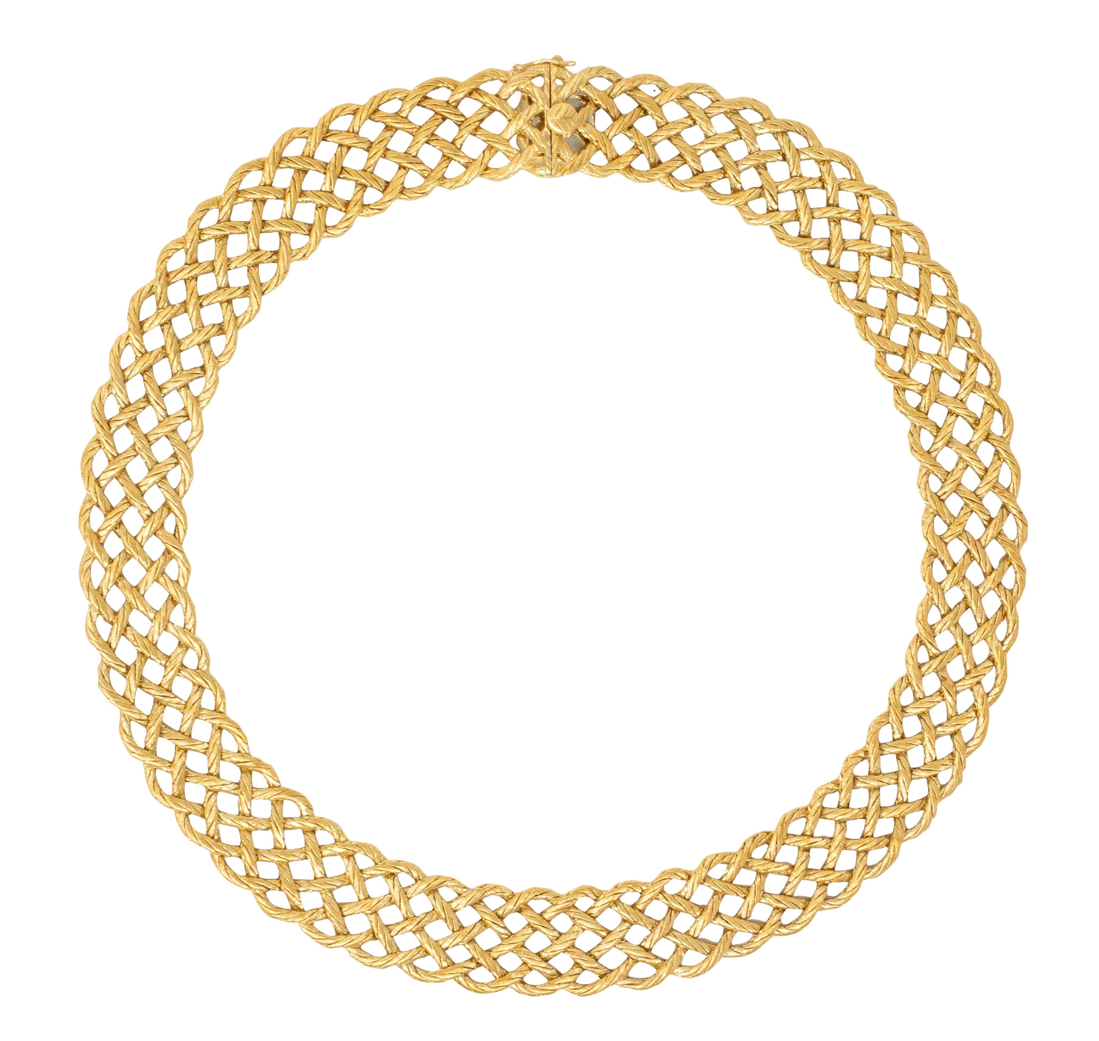 Buccellati 18 Karat Yellow Gold Woven Crepe De Chine Collar Necklace