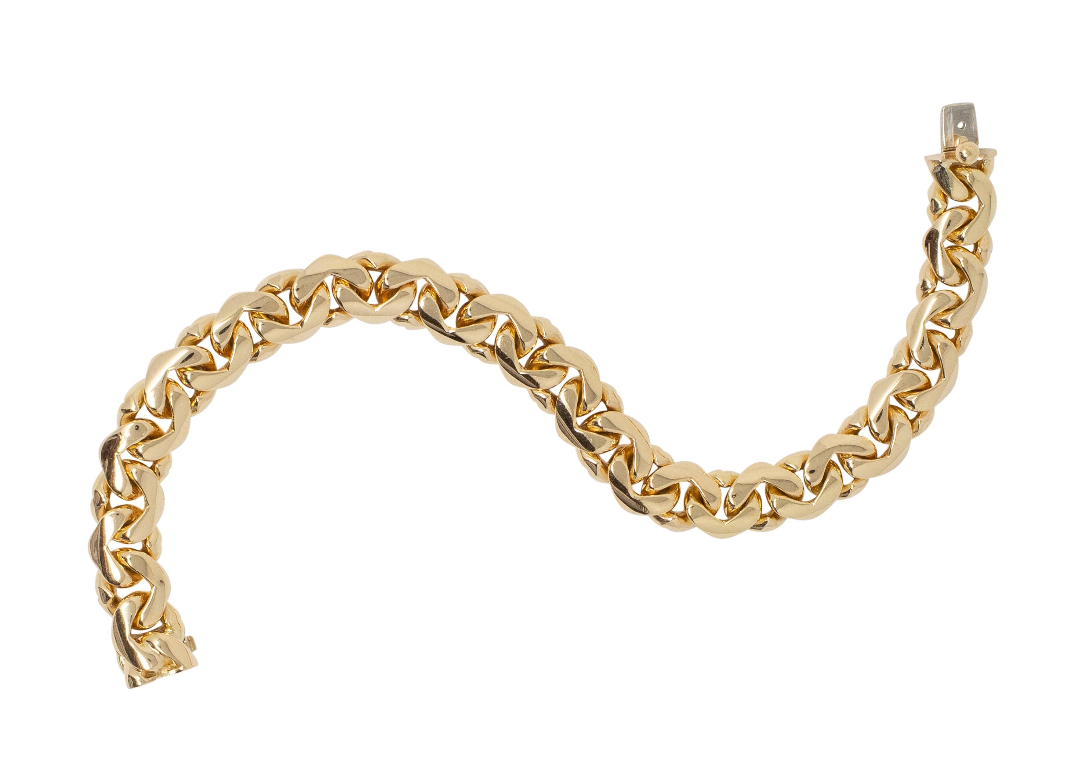 Bulgari 1970's 18 Karat Yellow Gold Vintage Chestnut Unisex Link Bracelet