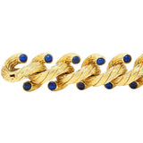 Weingrill 1970's Lapis Lazuli 18 Karat Yellow Gold Vintage Twist Bracelet