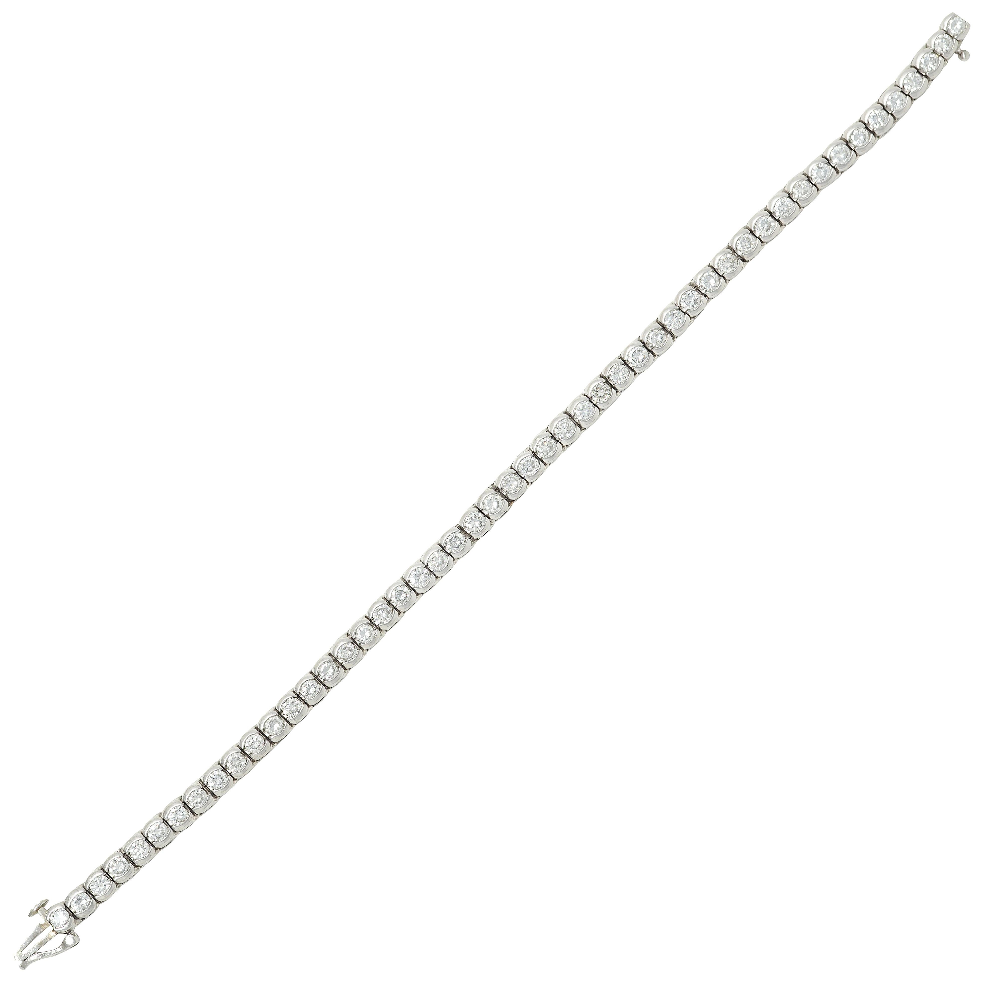 Contemporary 5.00 CTW Diamond Platinum Vintage Semi-Bezel Line Bracelet